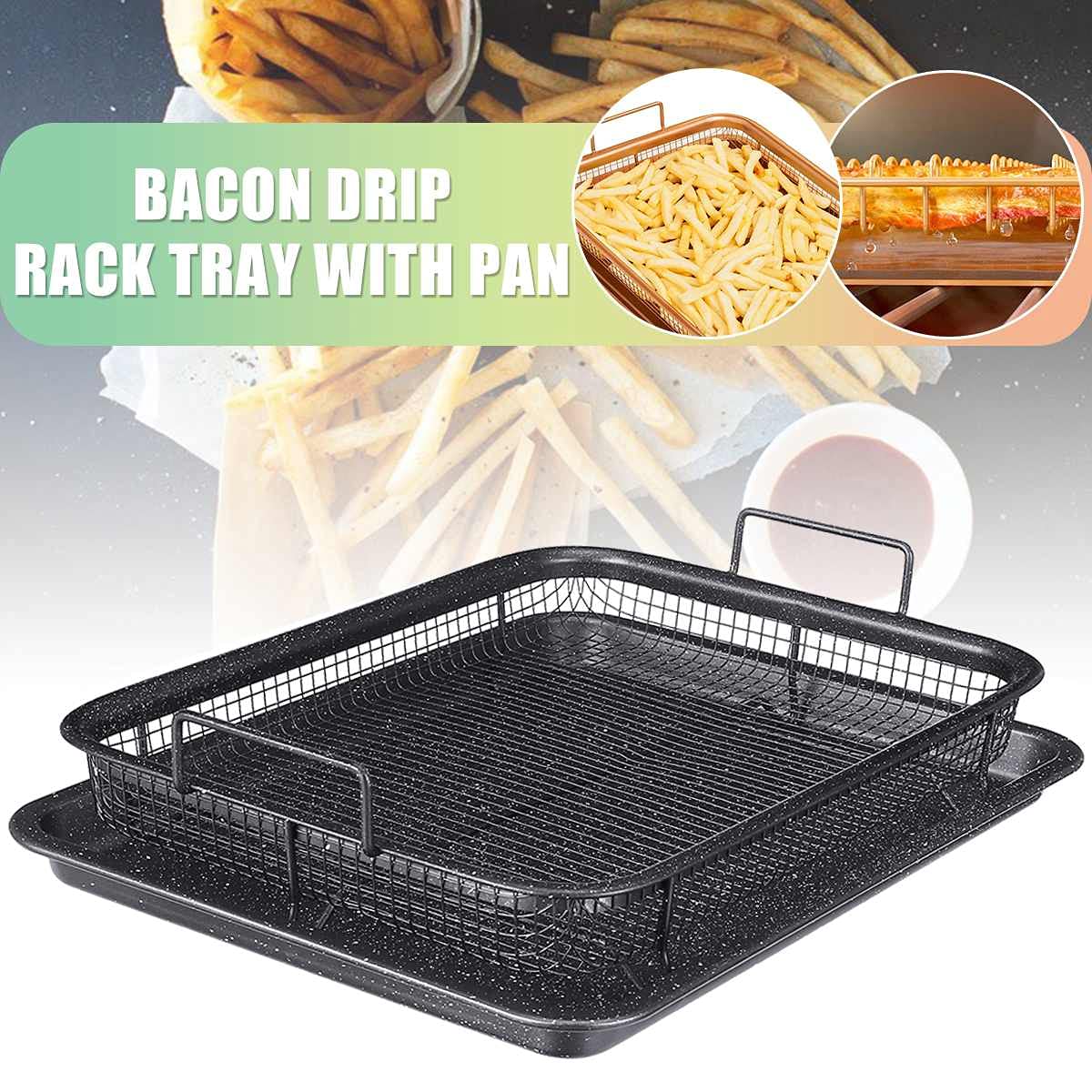 Nonstick Oven Crisper Tray & Air Fryer Basket Set - 3-Piece Baking Sheet for French Fries, Frozen Foods & Healthy Cooking | Perfect for Air Fryers, Ovens & Oil-Free Meal Prep