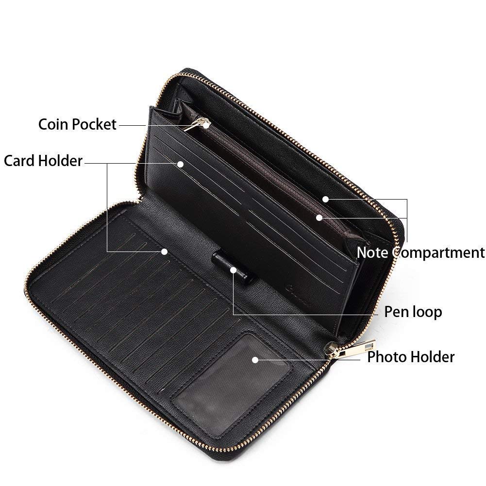 CLUCI Women's Leather Briefcase - Slim 15.6 Inch Laptop Business Shoulder Bag with Large Capacity, Zipper Closure & Card Holder Organizer - Perfect for Office, Travel & Professional Women (Black)