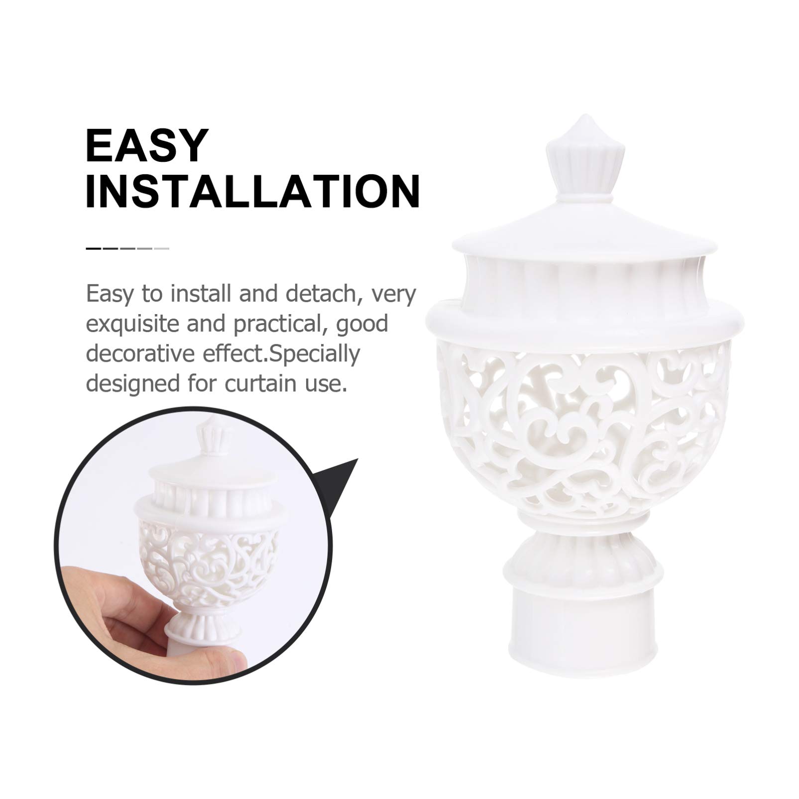 DOITOOL 20pcs White European Style Curtain Rod Finials - Decorative End Caps for Curtain Poles, Lamp Shades & Ceiling Rods - PP Hardware Home Decor for Living Room, Bedroom & Windows
