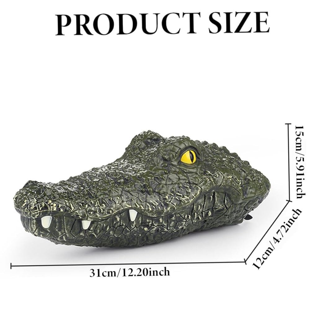 2.4GHz Remote Control Alligator Head Boat - 4-Way Floating Crocodile Toy for Pools & Lakes | Fun Swimming RC Alligator for Kids & Adults | Perfect Outdoor Pond Decoration & Water Game Prop