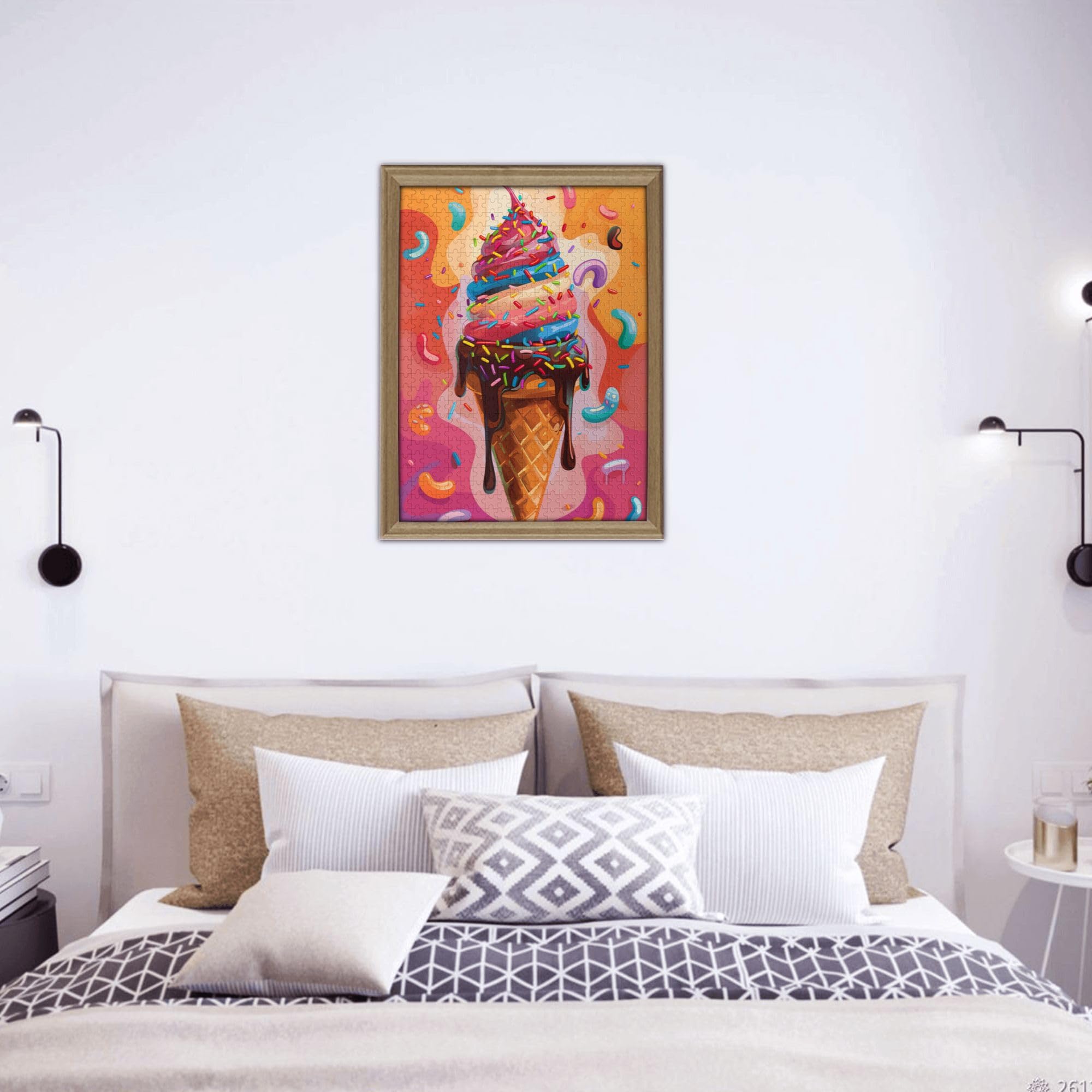 500-Piece Ice Cream Cone Wooden Puzzle for Adults - Unique Artwork, Beautiful Design - Perfect Gift for Ice Cream Lovers - Fun Home Decor & Relaxing Family Activity