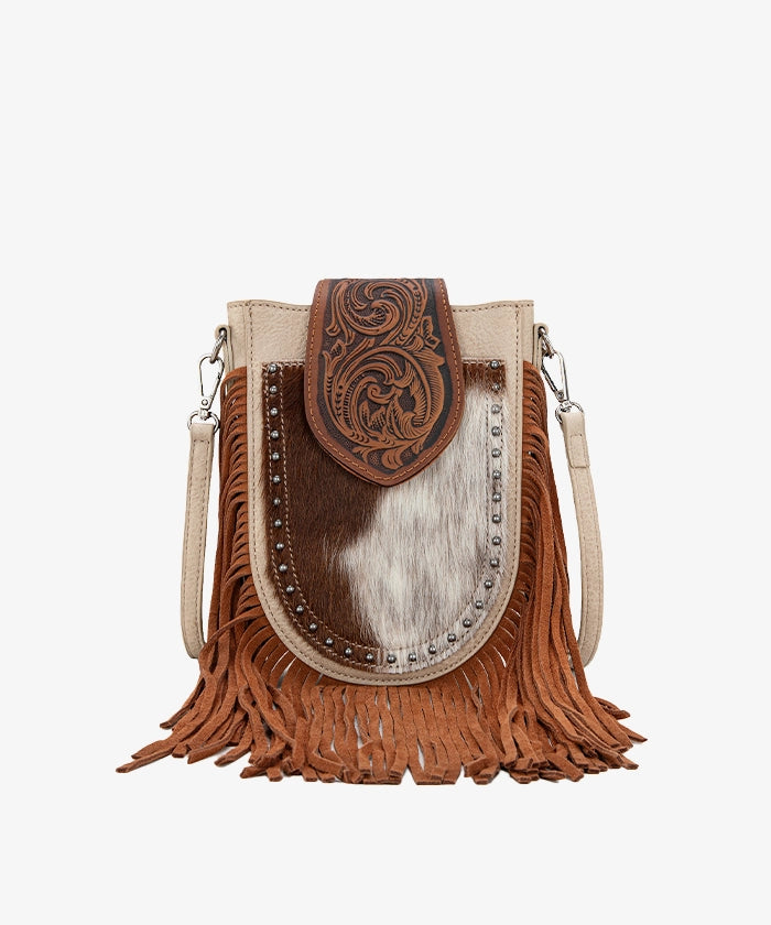 Trinity Ranch Genuine Hair-On Cowhide Fringe Crossbody Bag - Stylish Western Leather Purse for Women, Perfect for Country Concerts, Rodeos & Everyday Use