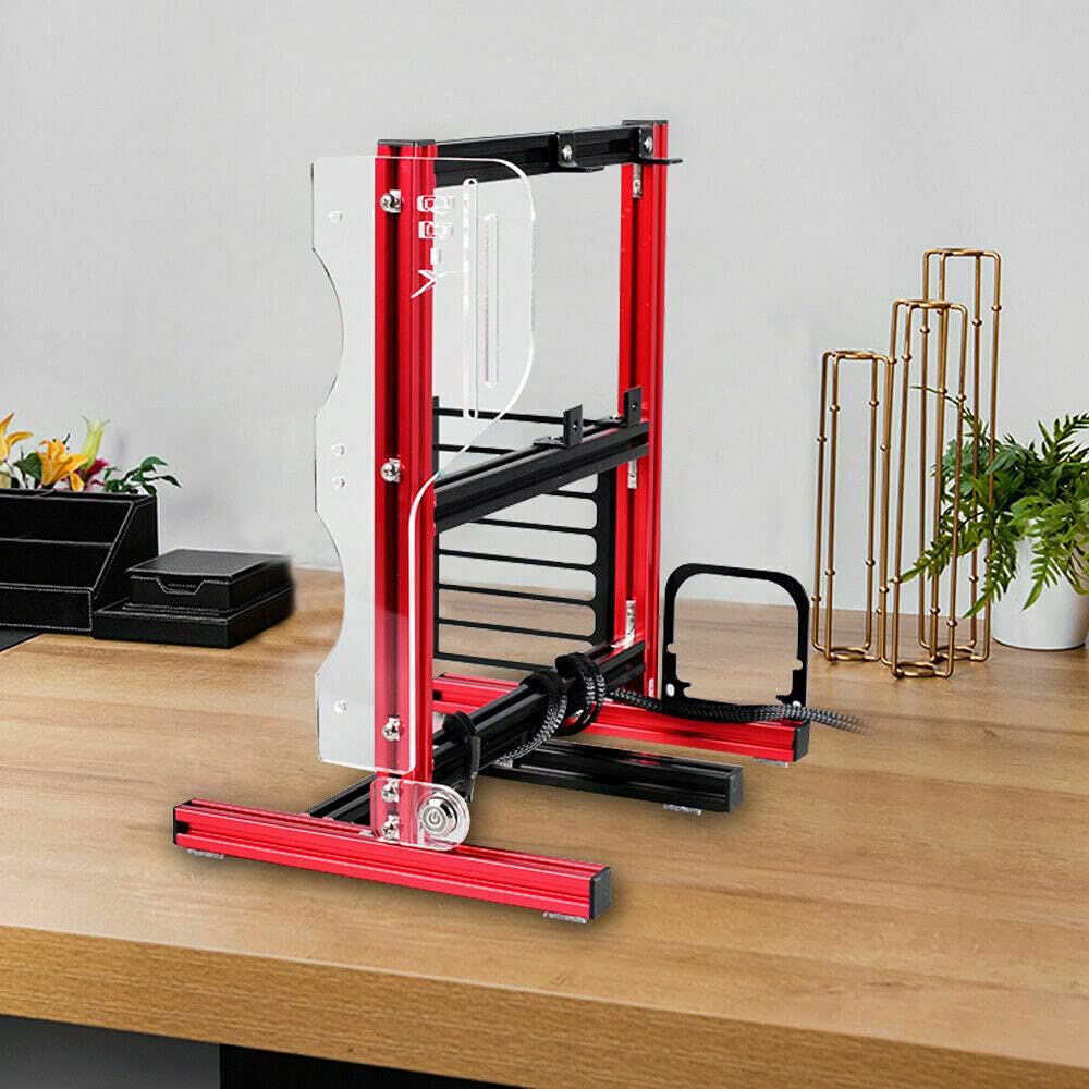 DIY Open Frame PC Test Bench - Vertical ATX/MATX/ITX (17x17cm) Motherboard Case for Air & Water Cooling, Overclocking & Heat Dissipation | Perfect for Gaming Rigs, Workstations & PC Builders (Red)