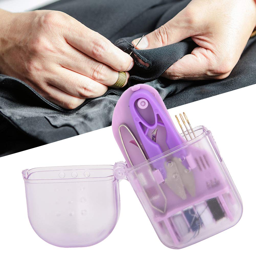 **Mini Sewing Kit with Needle, Thread & Scissors - Portable Travel Sewing Box, Thread Organizer for Home, Office & Emergency Repairs (Purple) - Perfect for Travel, Camping & Quick Clothing Fixes**