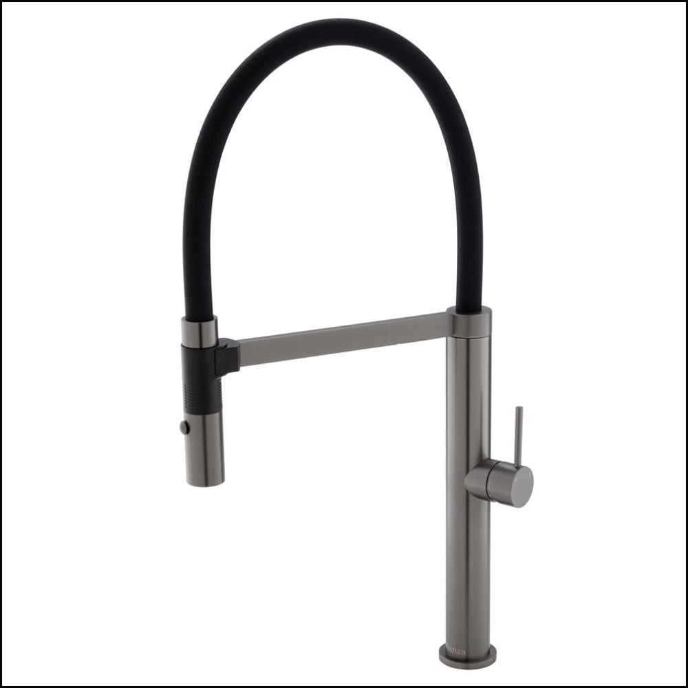 Fienza Kaya 228109GM Gun Metal Pull Down Kitchen Faucet with Sprayer - Modern Single Handle Mixer Tap for Sink, Perfect for Home Kitchen & Bar Use