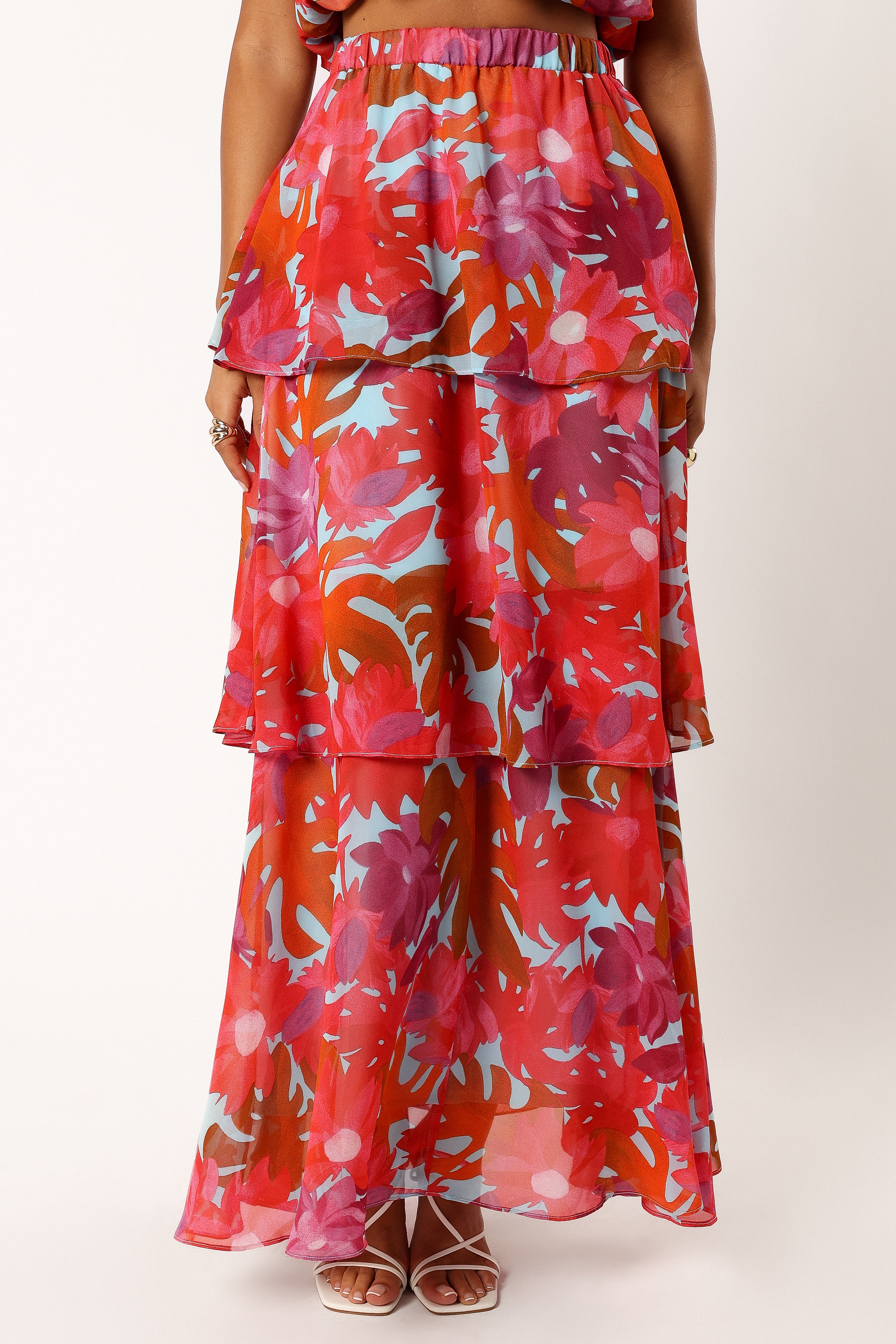 Blaise Frill Skirt - Pink Azalea Floral Print Women's Fashion Skirt | Perfect for Spring Outfits, Date Nights & Casual Wear