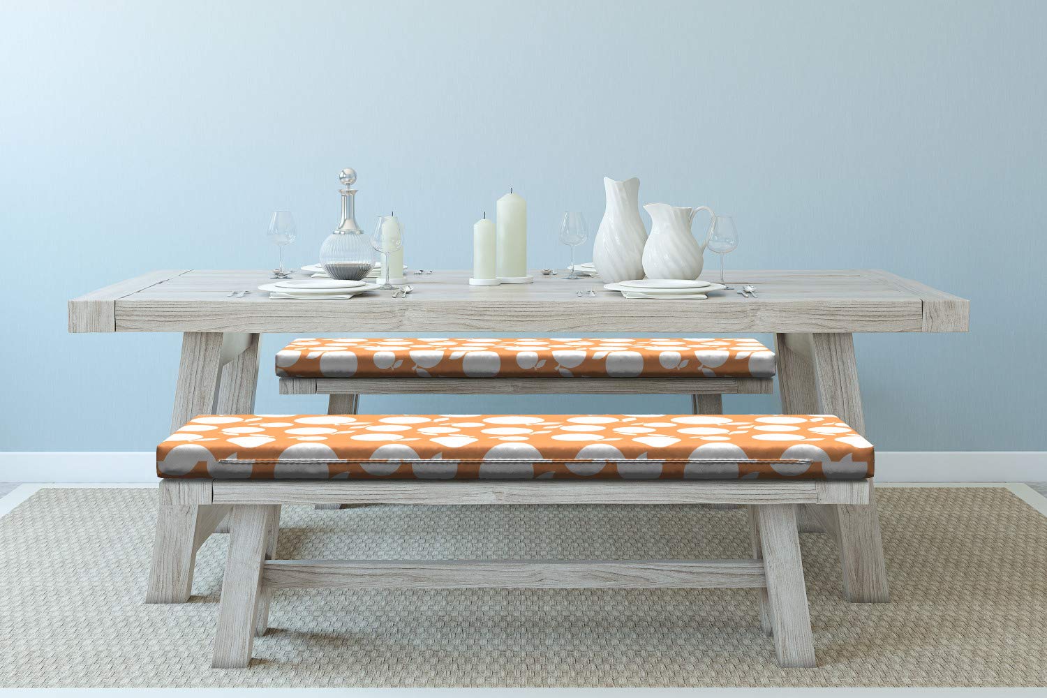 Ambesonne Peach Bench Cushion Set of 2 - Decorative Foam Seat Pads with Silhouette Peaches Design, 45