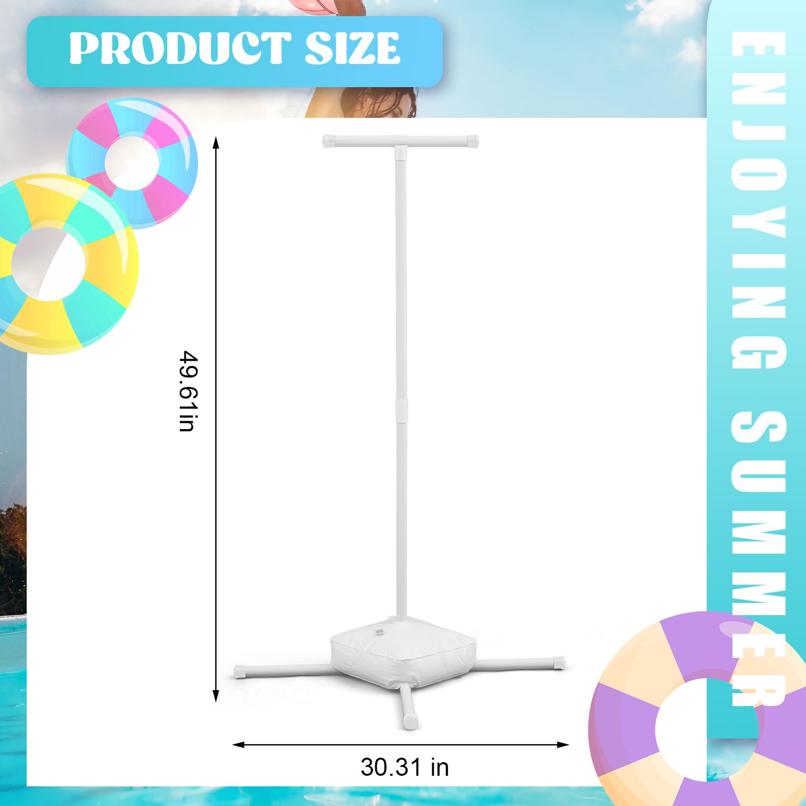1 Pc White PVC Pool Float Storage Holder with Water Bag - 50