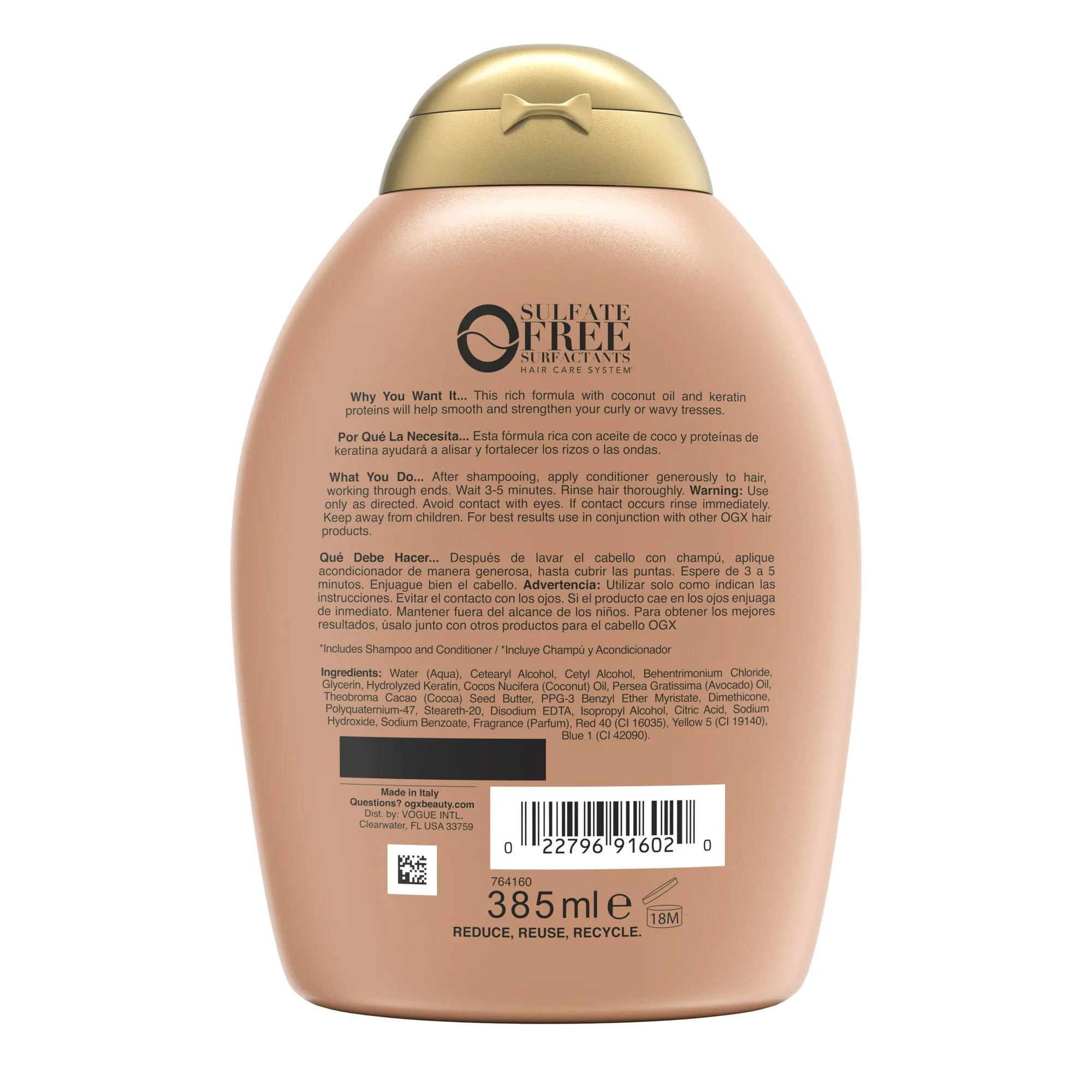OGX Brazilian Keratin Therapy Conditioner - 13 Oz (384ml) Pack of 3 for Smooth, Frizz-Free Hair - Perfect for Damaged Hair Repair & Daily Hydration