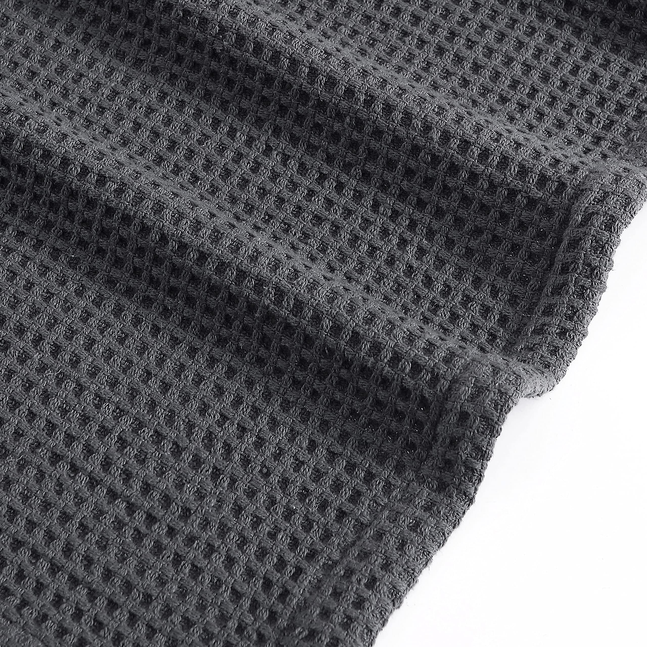 Vera Wang King Size Luxury Cotton Waffle Weave Blanket - Ultra Soft & Breathable Bedding for Cozy Nights (Charcoal Grey) - Perfect for Master Bedroom, Guest Room, and Cold Weather Comfort