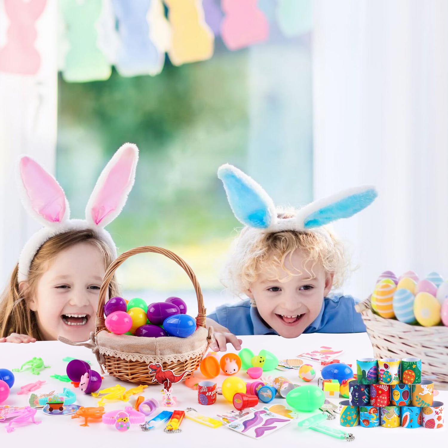 153-Piece Easter Basket Stuffers Set - Assorted Small Toys, Prizes & Plastic Easter Eggs for Kids | Bulk Easter Gifts for Egg Hunts, Party Favors & Holiday Celebrations | Perfect for Classroom Rewards, Birthday Goodie Bags & Spring Festivities