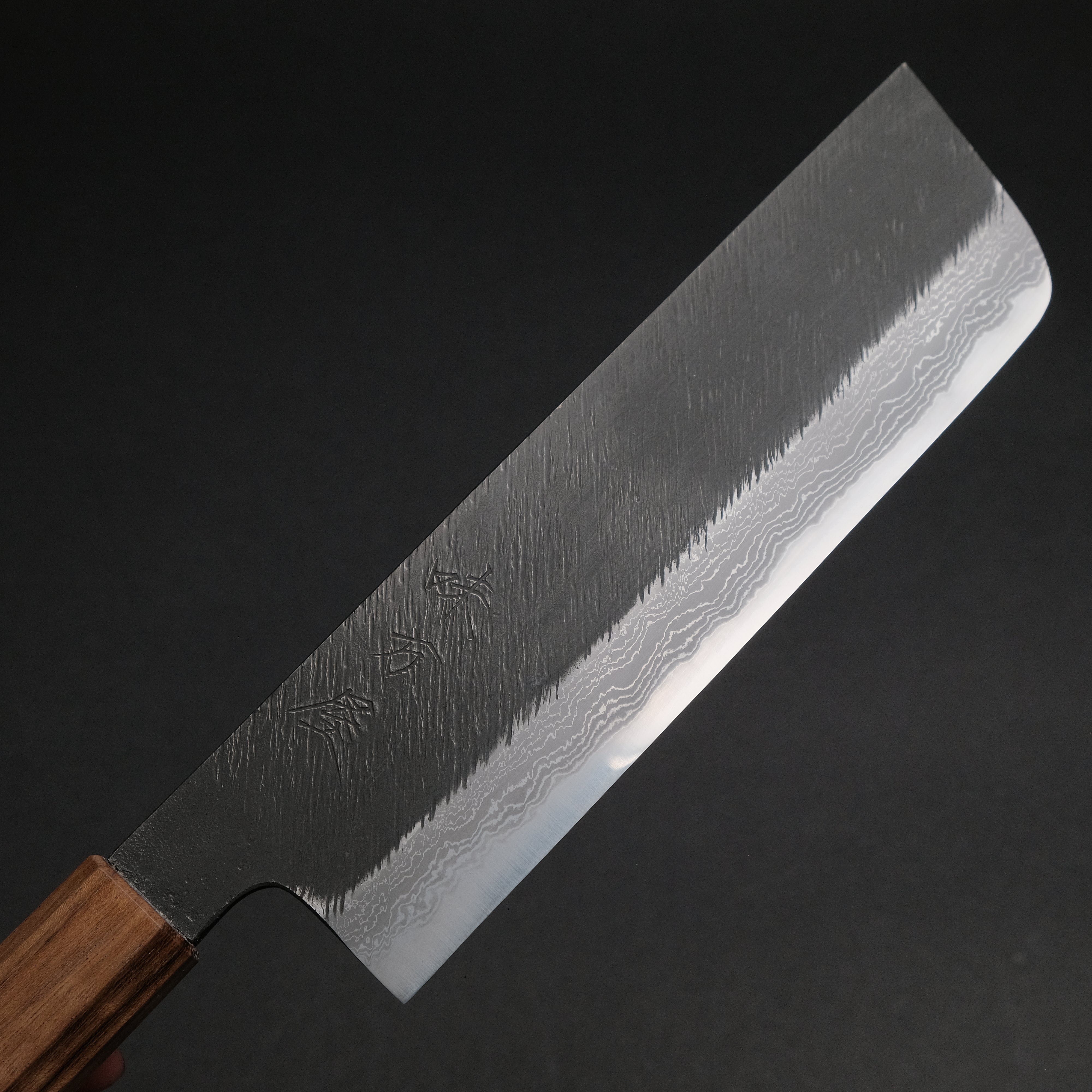 Premium Ajikataya White #2 Matsuba Damascus Nakiri Knife 180mm - Handcrafted Japanese Kitchen Knife with Ebony Wood Handle (#18) - Perfect for Sushi, Vegetables & Precision Cutting