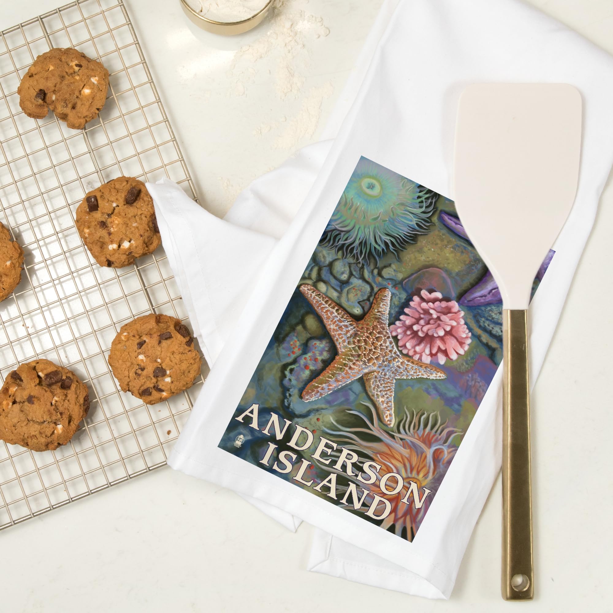 **Lantern Press Anderson Island WA Tidepools - 100% Cotton Tea Towel, Decorative Hand Towel for Kitchen & Home - Perfect for Dish Drying, Gift Giving & Coastal Decor**