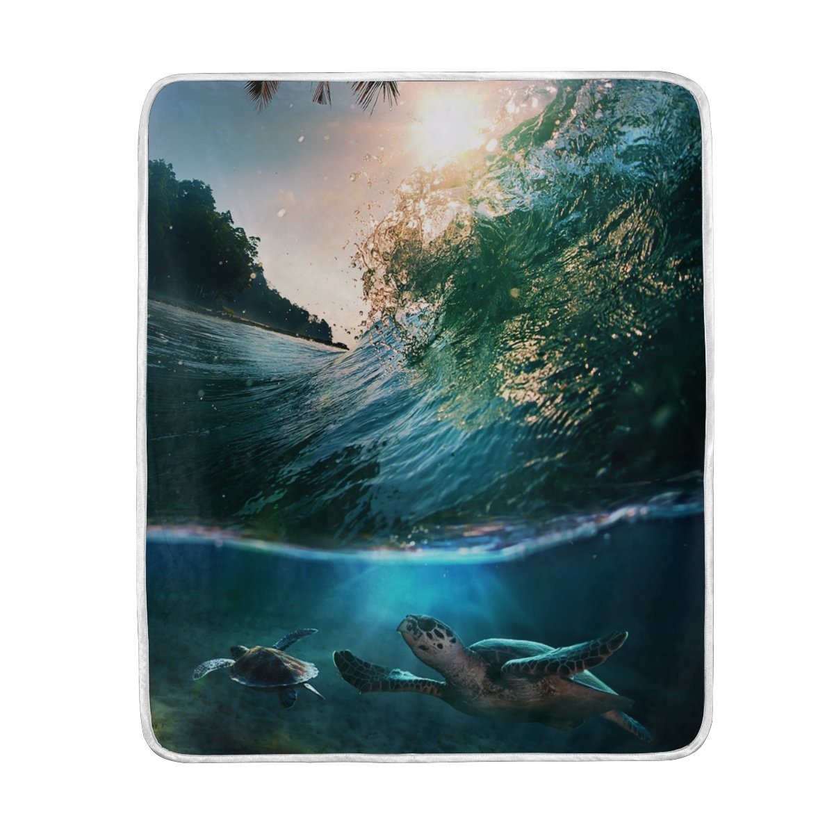 ALAZA Turtle Sea Ocean Wave Blanket - Lightweight Soft Warm Throw 50x60 inches for Bed, Sofa, Couch & Office - Perfect for Cozy Nights, Beach Picnics and Home Decor