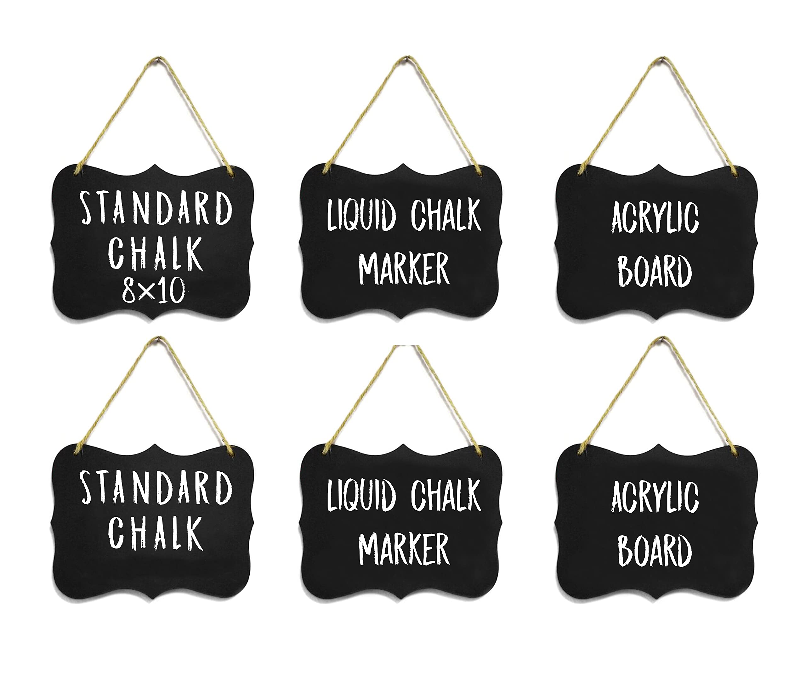 Double Sided Large Hanging Chalkboard Sign 8x10 - Acrylic Board for Standard Chalk & Liquid Chalk Markers - Erasable Wedding Decor, Kitchen Menu Board, Wall Art, Pantry Organization, Restaurant Signage