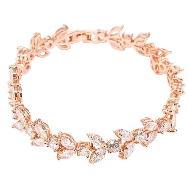 Rose Gold Crystal Wedding Bracelet for Women - Elegant Bridal Jewelry Gift for Bride, Bridesmaid & Anniversary - Perfect for Weddings, Engagements & Special Occasions