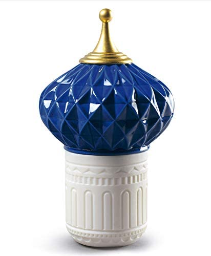 LLADRÓ Blue Spire Candle 1001 Lights - Unbreakable Spirit Scented Porcelain Candle for Home Decor, Wedding Centerpieces & Luxury Gifts