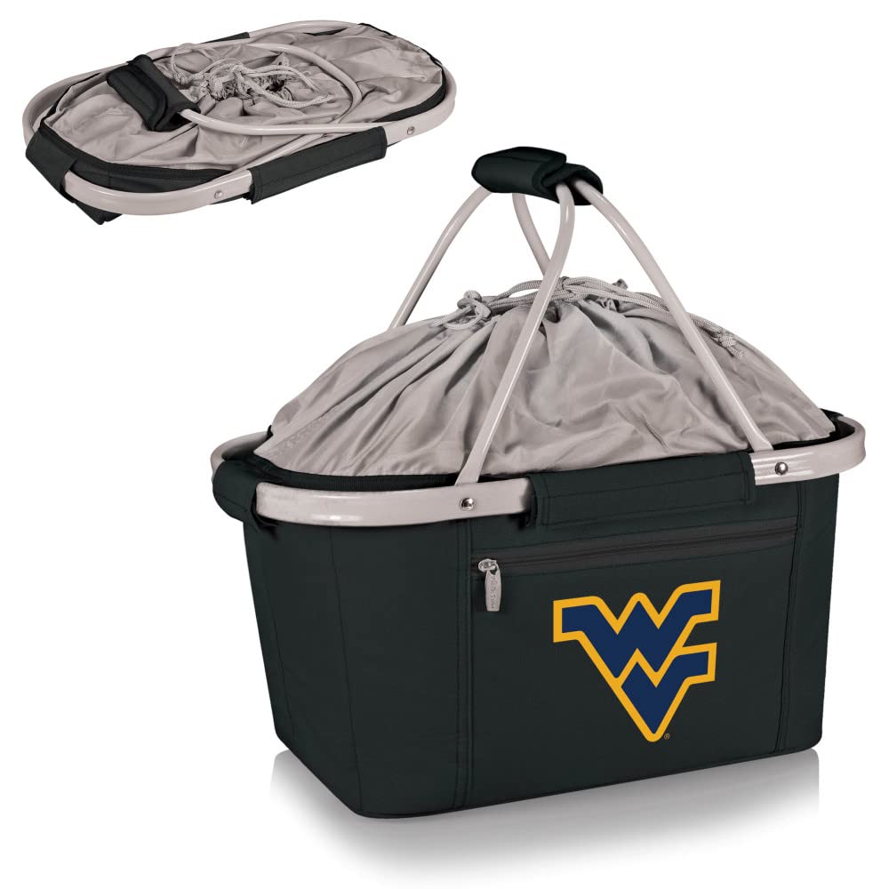 NCAA West Virginia Mountaineers Insulated Collapsible Picnic Basket - Portable Cooler Tote Bag for Groceries, Beach, Tailgating & Outdoor Activities