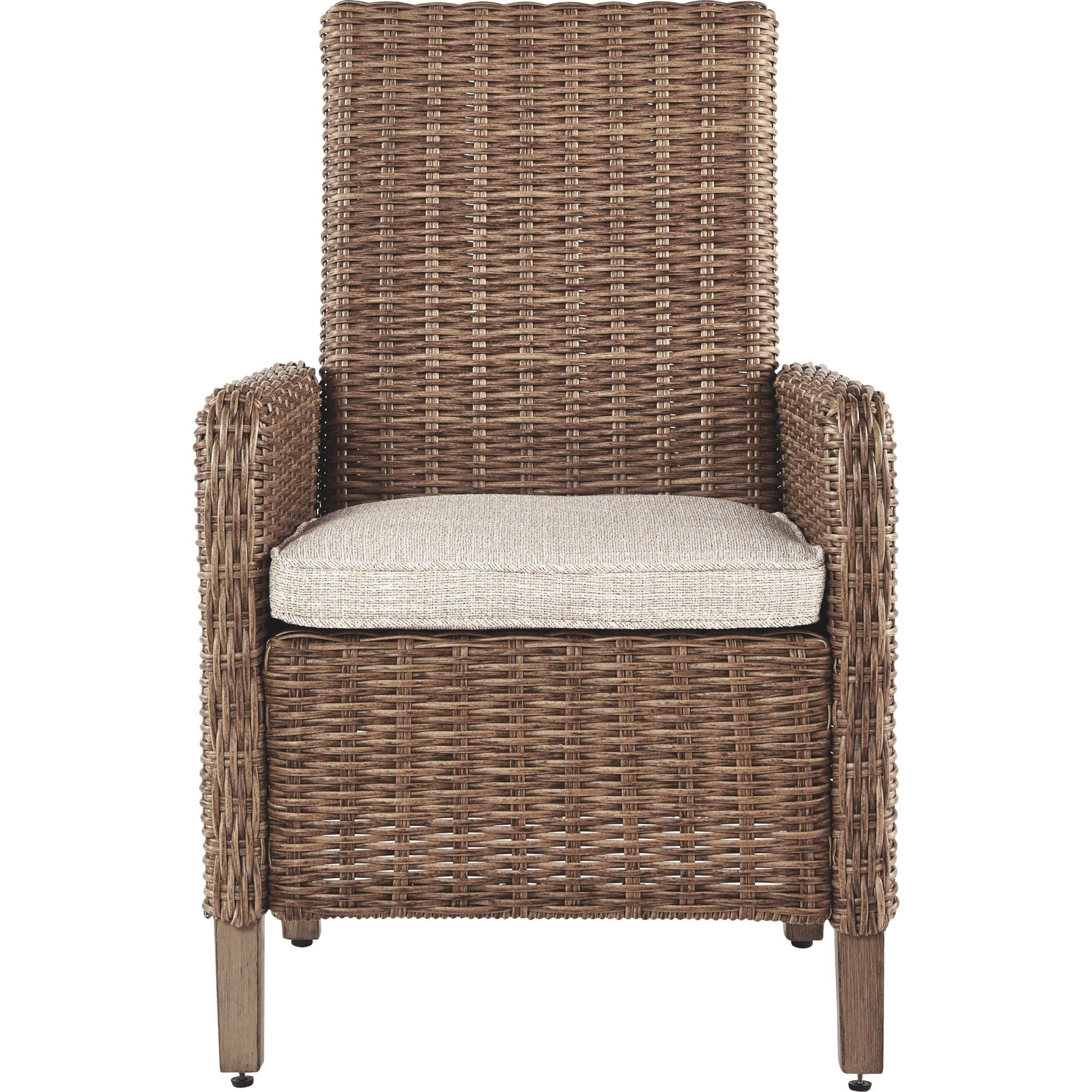 Beachcroft 6-Piece Outdoor Patio Dining Set - Weather-Resistant Wicker Furniture with Beige Cushions for Backyard, Garden, Poolside & BBQ Entertaining