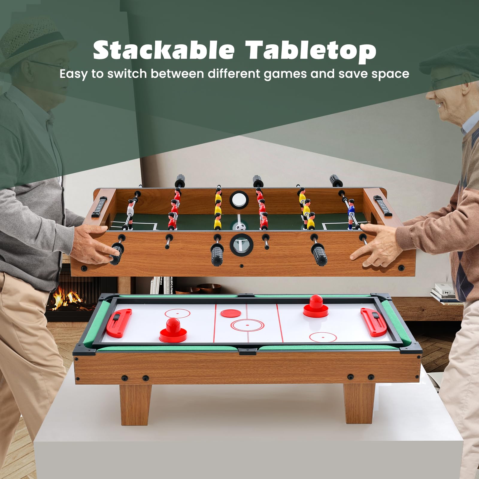 Giantex 4-in-1 Multi Game Table - Foosball, Billiards, Ping Pong & Push Hockey Combo - Wooden Arcade Game Table Set for Adults & Family Game Night - Perfect for Home Entertainment, Game Rooms & Party Gatherings
