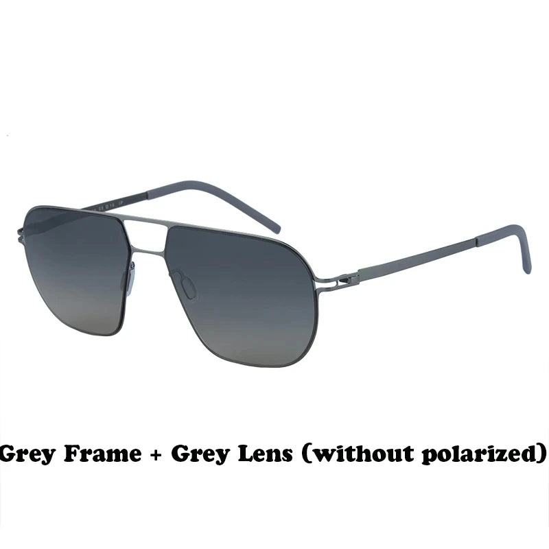 Aimee Men's Full Rim Oval Double Bridge Screwless Titanium Sunglasses 19140 - Lightweight Polarized UV Protection for Driving, Outdoor Sports & Fashion Accessories