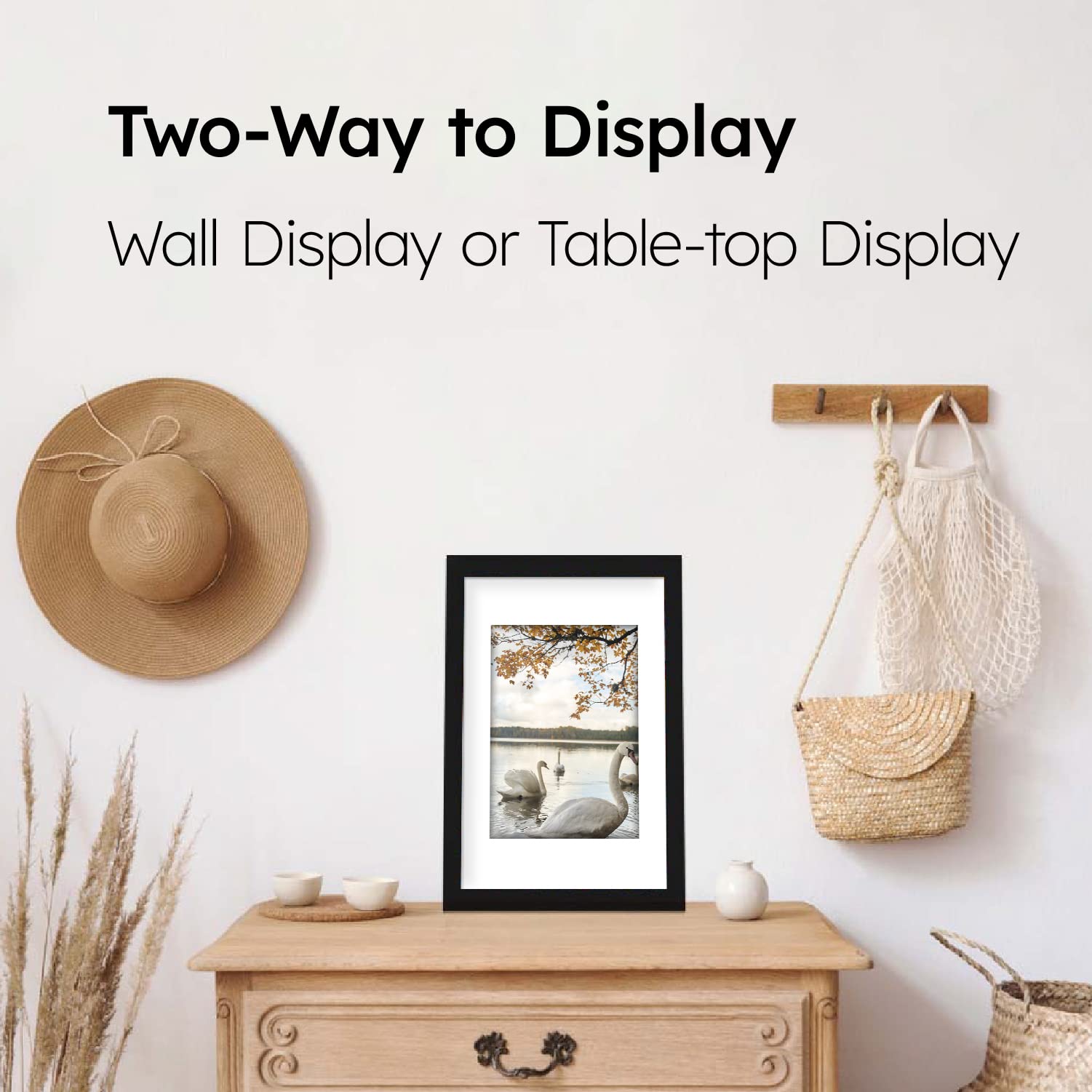 Black A4 Picture Frame Set of 3 - Display 6x8 Photos With Mat or 8.27x11.69 Documents Without Mat | Wall Gallery Frames for Posters, Certificates & Home Office Decor