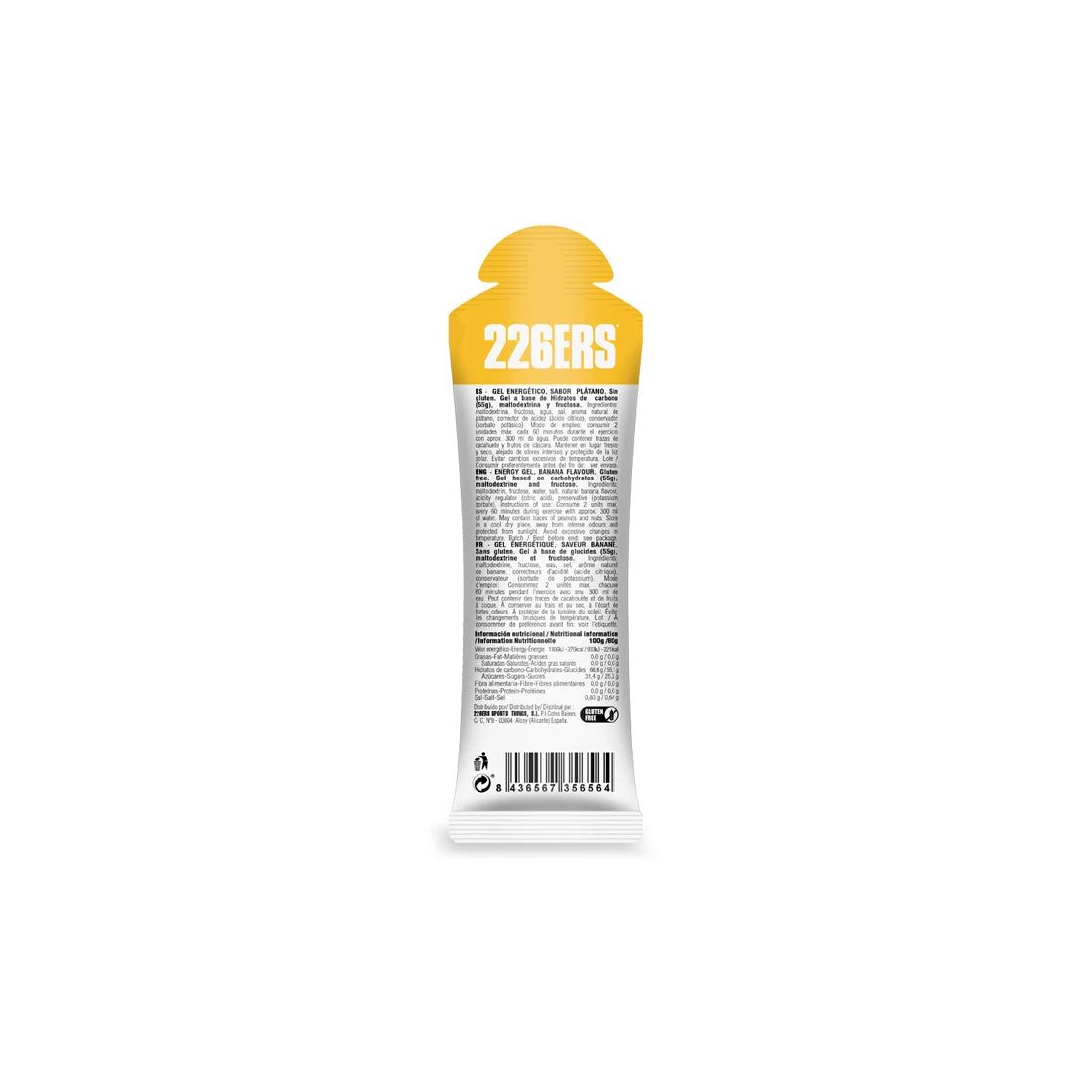 226ERS High Fructose Energy Gel 80g - Banana Flavor Sports Nutrition for Runners, Cyclists & Endurance Athletes | Quick Energy Boost During Workouts & Marathons