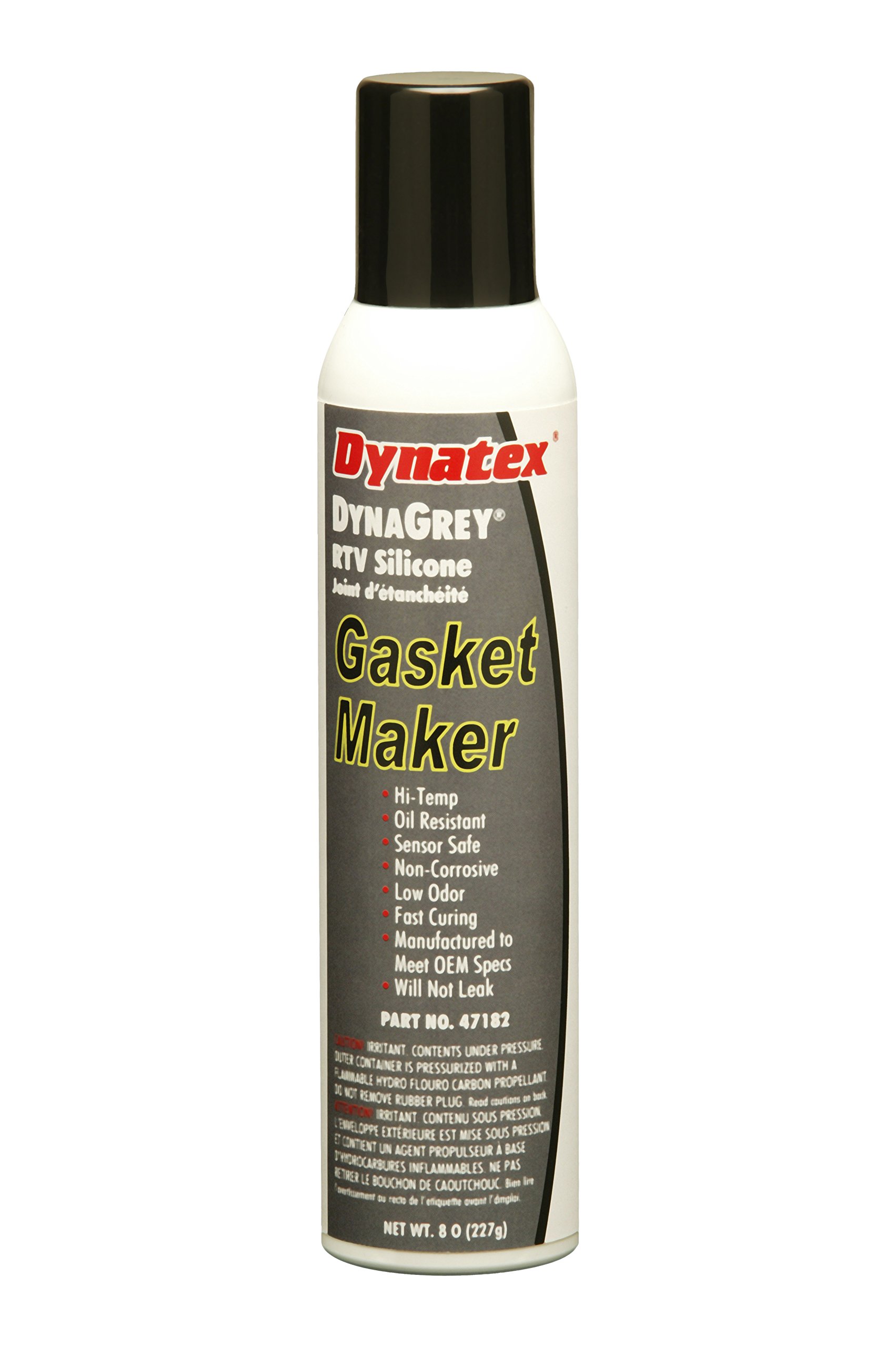 DynaGrey Low Volatile RTV Silicone Gasket Maker - High Temp Resistant (-85°F to 500°F) - 8 oz Automatic Can - Grey Sealant for Automotive, Marine & Industrial Applications - Perfect for Engine Gaskets, Valve Covers & Exhaust Repairs