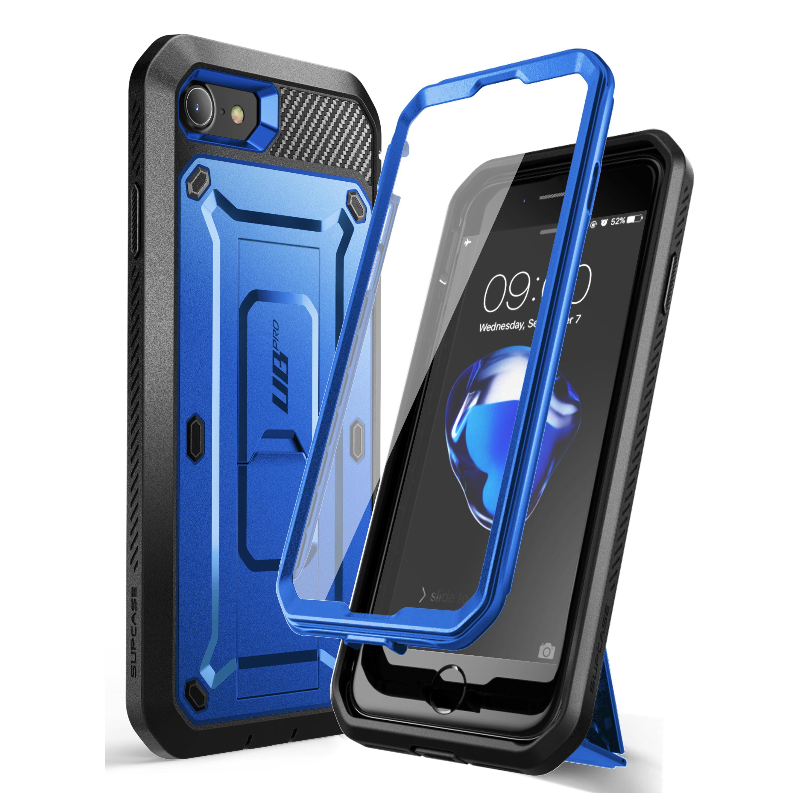 iPhone SE Unicorn Beetle Pro Rugged Full Body Protective Case with Built-in Kickstand - Dark Blue - Shockproof, Drop Protection for Outdoor, Travel & Daily Use