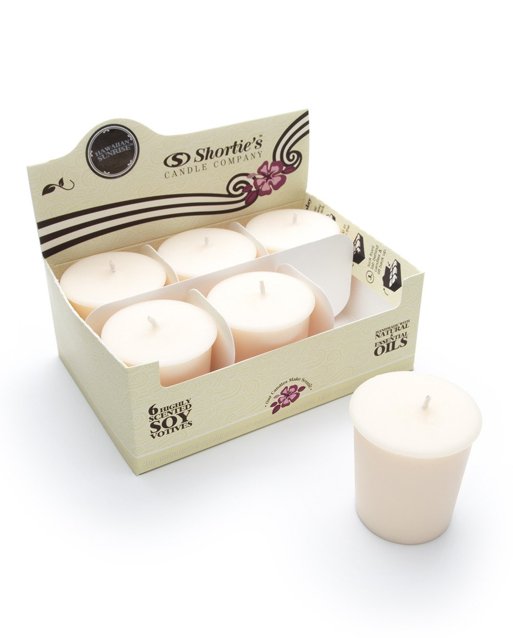 Hawaiian Sunrise Scented Soy Votive Candles - 6 Pack Orange Natural Wax Candles with Essential Oils - Fresh & Clean Home Fragrance for Relaxation, Meditation & Spa Atmosphere