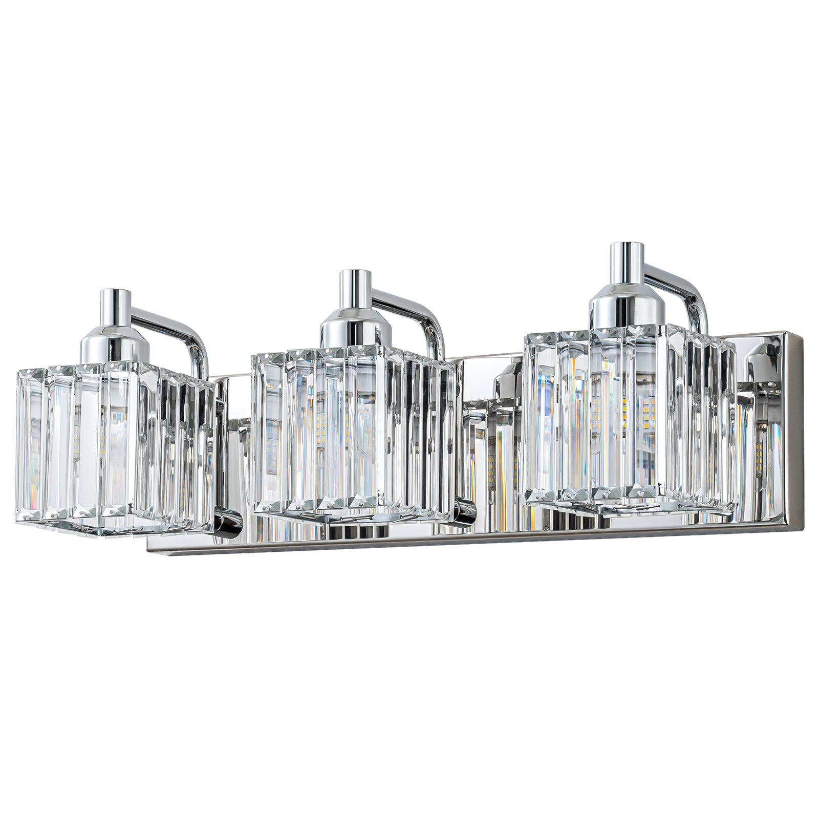Glowlings 3/4/5 Light Modern Square Crystal Bathroom Vanity Wall Sconce - Elegant Lighting Fixture for Bathroom, Powder Room & Dressing Area
