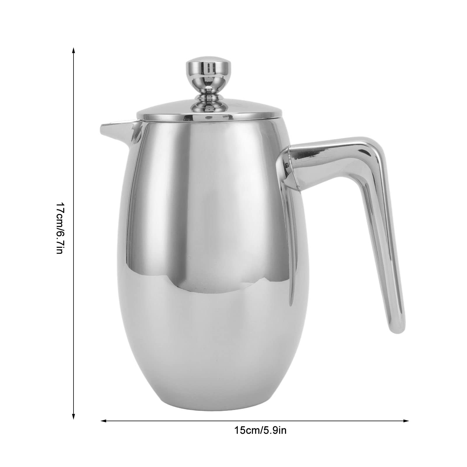 Premium 304 Stainless Steel French Press Coffee Maker - 11oz/350ml Insulated Coffee Press with Spoon, Heat-Resistant Borosilicate Glass for Hot & Cold Brew - Perfect for Camping, Travel, Office & Home Use