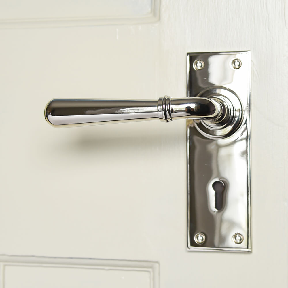 Polished Nickel Newbury Lever Lock Door Handles - Premium Interior Door Hardware for Homes & Offices | Perfect for Bedrooms, Bathrooms & Entry Doors