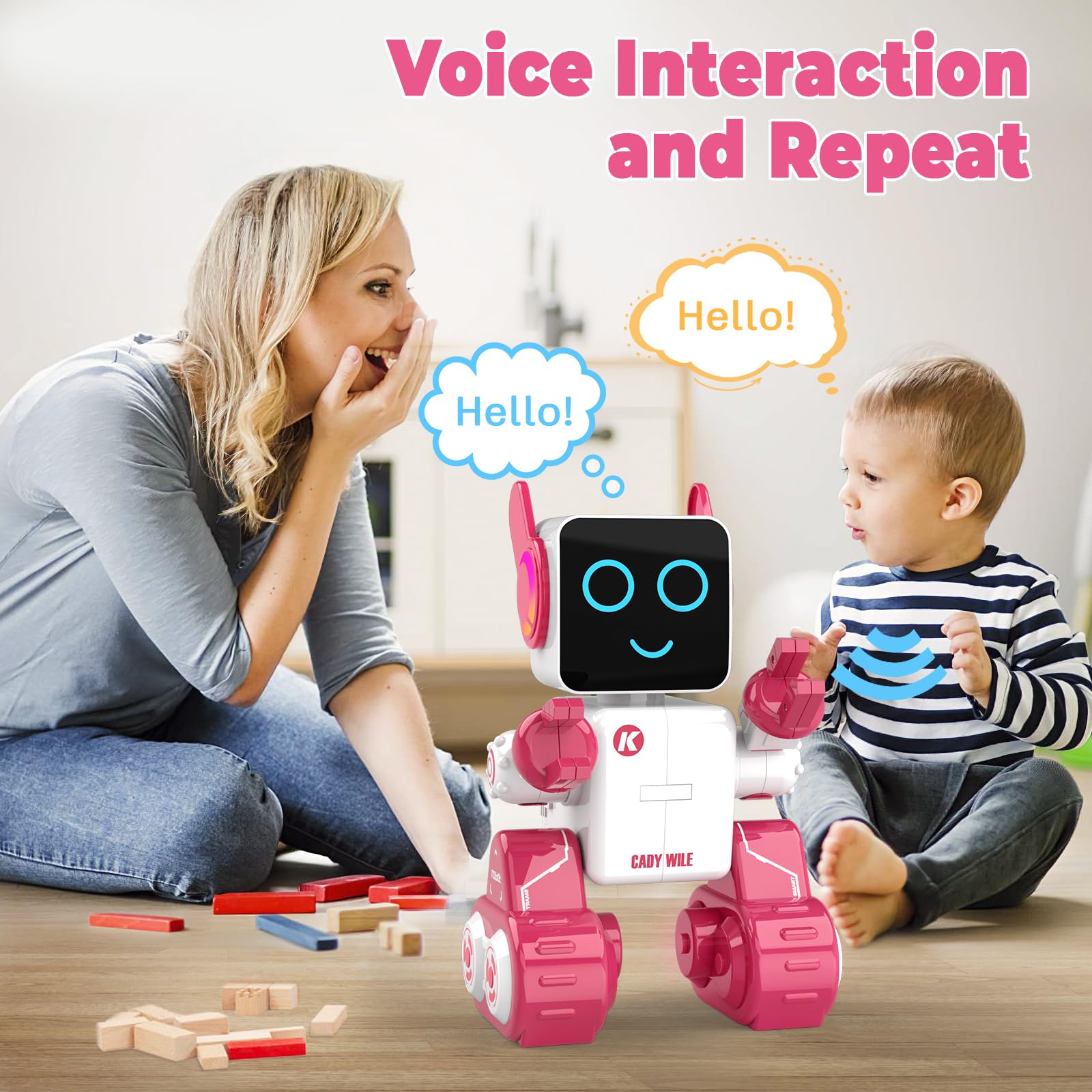 Smart Robot Toy for Kids - Programmable RC Robot with LED & Coin Bank, Perfect Gift for Boys & Girls (Pink) - Play & Learn STEM Toy