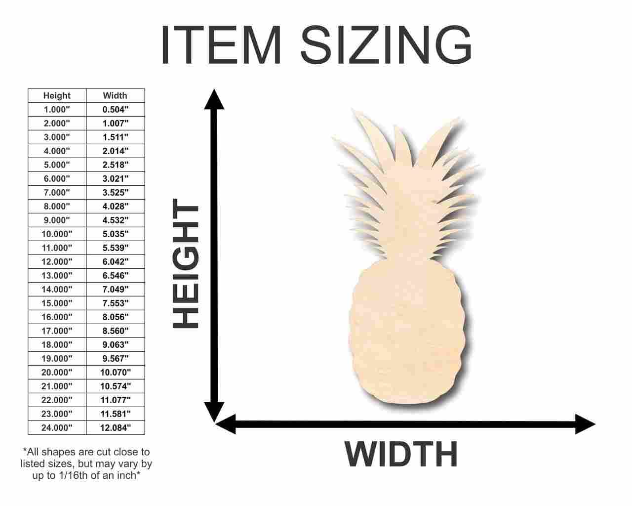 Unfinished Wood Pineapple Shape - DIY Tropical Fruit Craft for Home Decor, Up to 46
