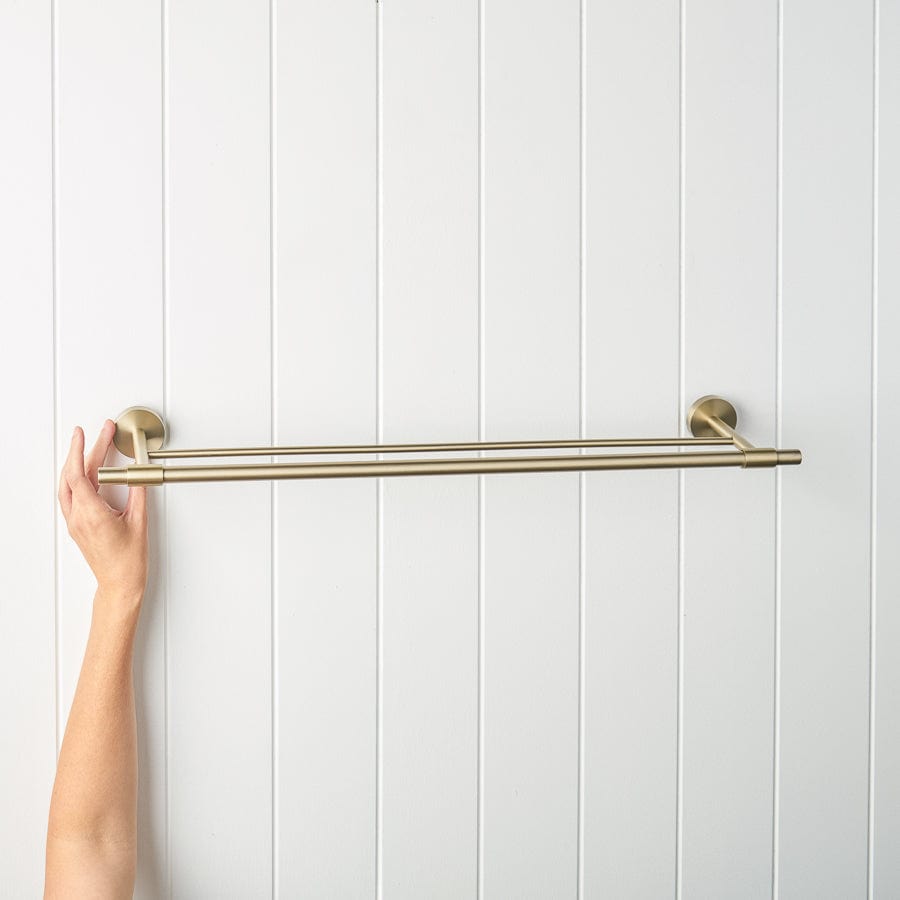 Premium 600mm Melbourne Double Towel Rail in Warm Brushed Nickel - Perfect for Bathroom, Spa & Luxury Hotel Decor