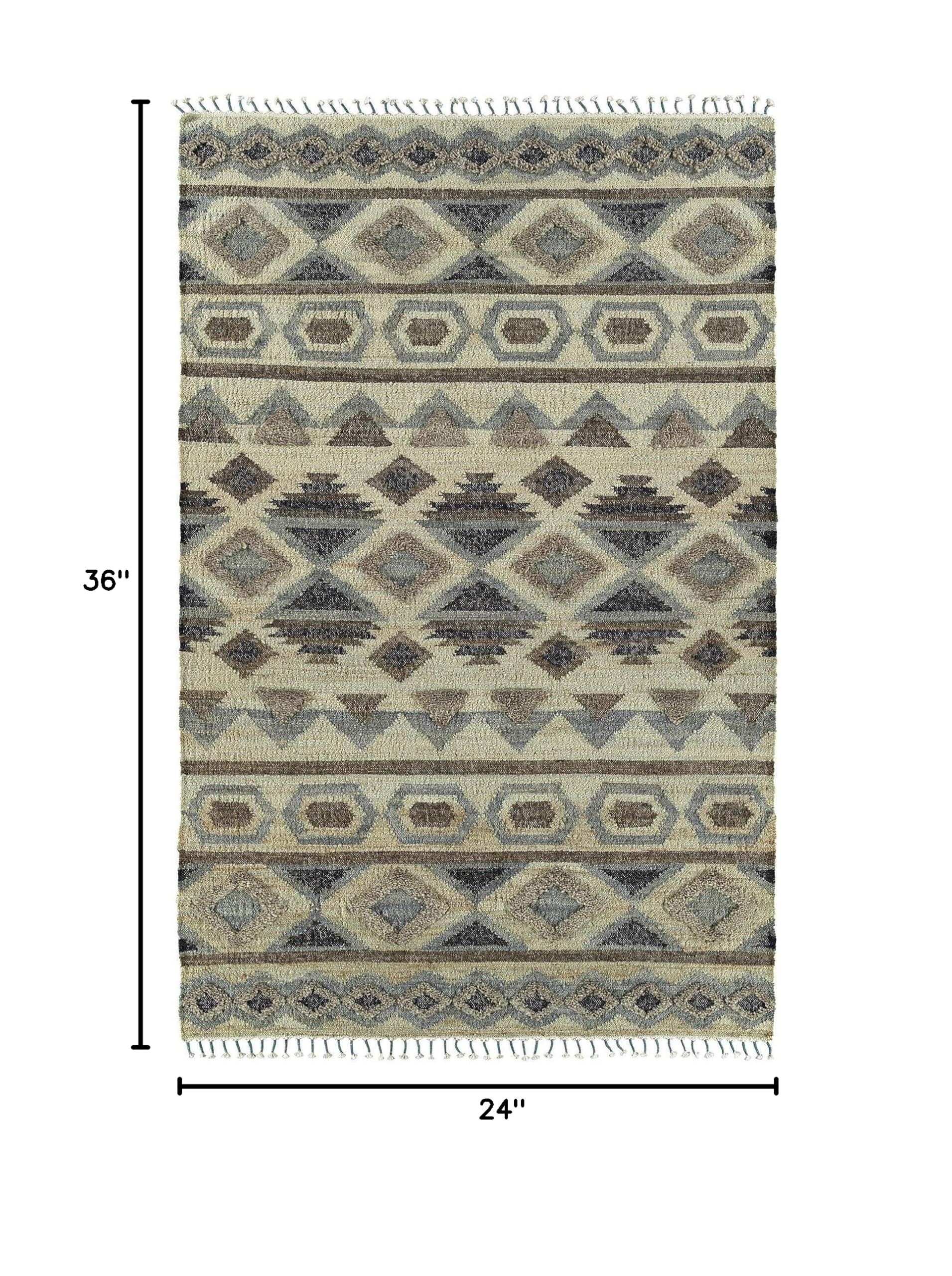 Kaleen Rugs Alejandra Natural 2' x 3' Rectangle Throw Rug - Soft & Durable Jute Fiber - Perfect for Bedroom, Living Room, or Entryway Decor