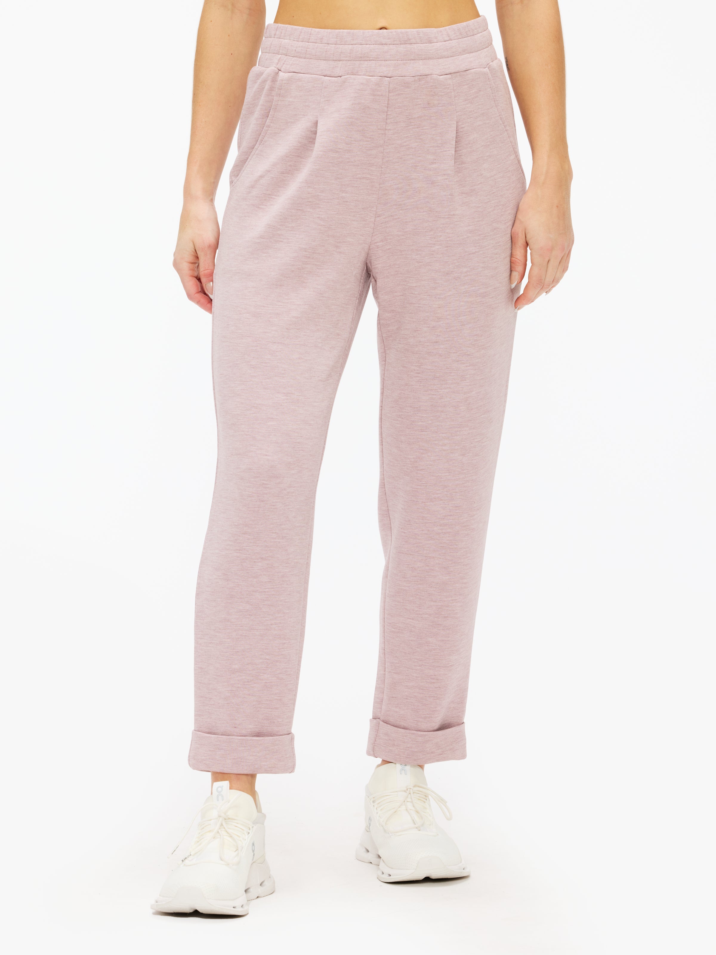 Varley Women's Rolled Cuff Yoga Pants - High Waisted Stretchy Workout Leggings for Yoga, Running & Lounge Wear