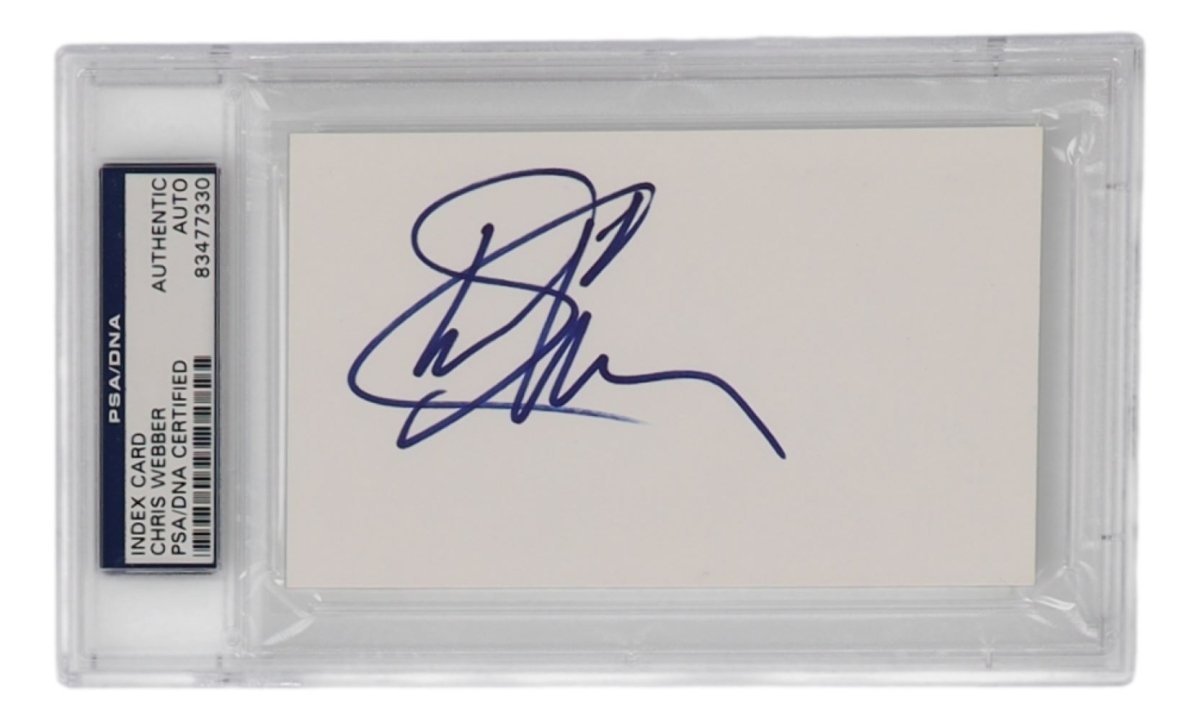 Authentic Chris Webber Michigan Wolverines Signed Index Card - PSA/DNA Certified - Perfect for Sports Memorabilia Collectors & Michigan Fans - Great for Display, Gifting, or Investment