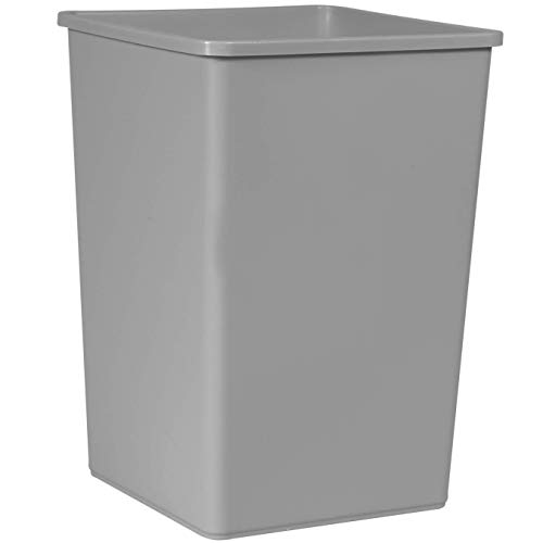 Rubbermaid Commercial 36-Gallon Gray Square Trash Can - Heavy Duty Large Garbage Bin for Warehouse, Office & Restaurant Use - Ideal for High Traffic Areas & Industrial Waste Disposal