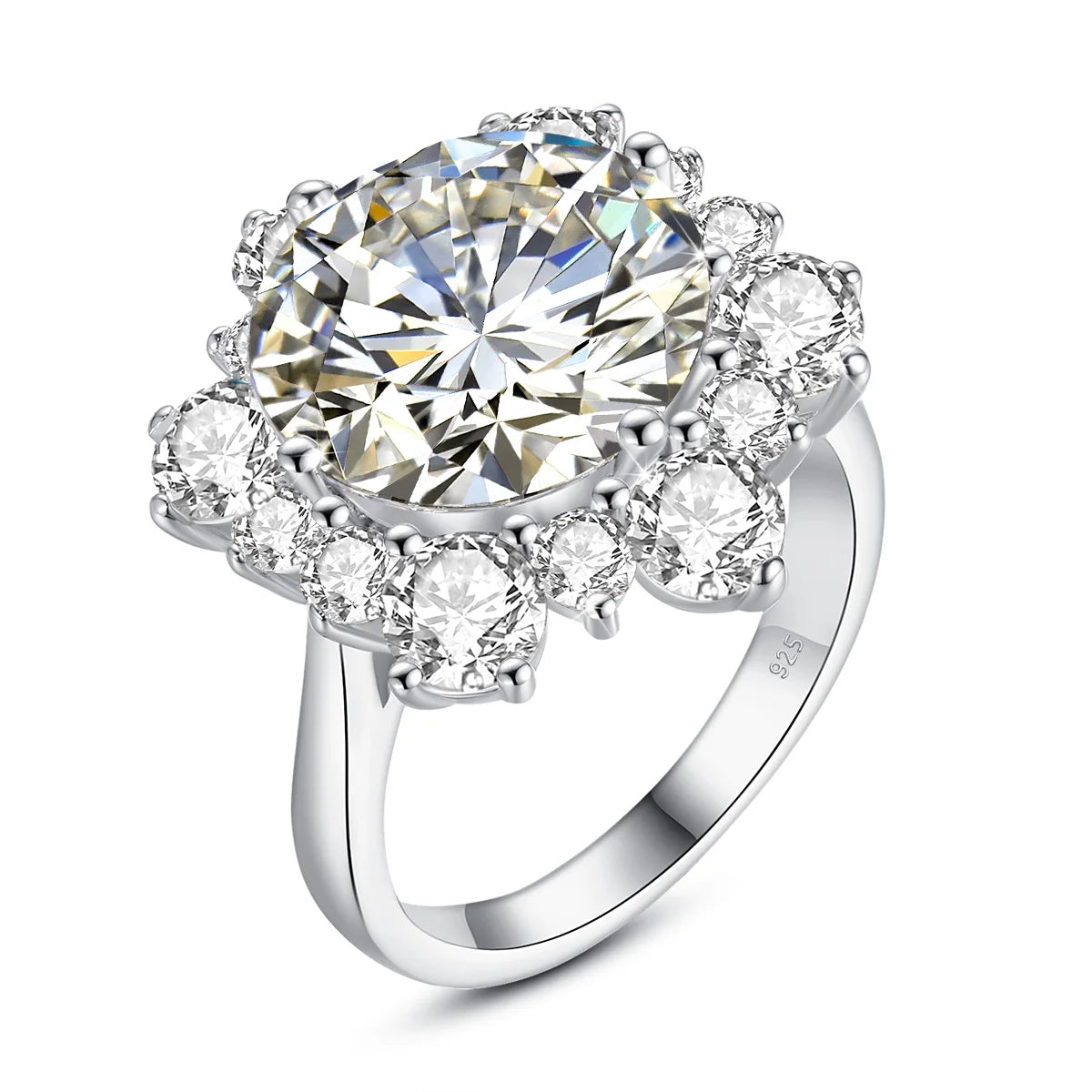 8ct Round Flower Cut 13mm Moissanite Engagement Ring with Certification - Luxury Wedding Band for Women, Perfect for Proposals, Anniversaries & Bridal Jewelry