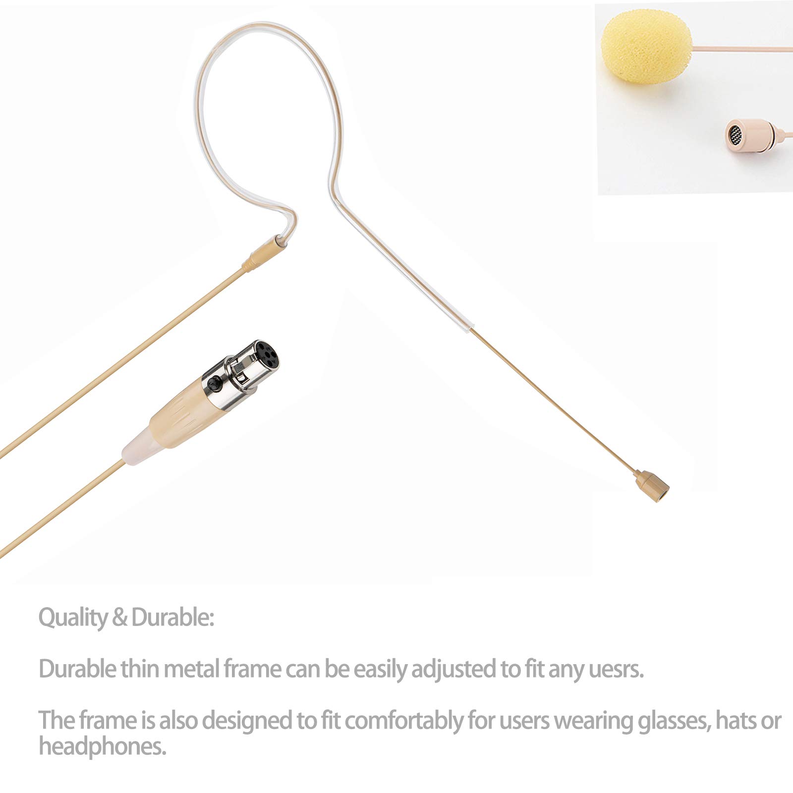 Shure Wireless Headset Microphone - 4 Pin Mini XLR Omnidirectional Headworn Mic for Bodypack Transmitter (Beige Single Earhook) - Perfect for Live Performances, Public Speaking & Broadcast Presentations