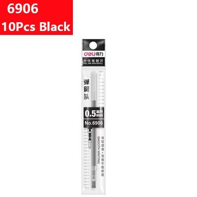 Vesna Deli Gel Pen Set - 3 Pack 0.5mm Fine Point Smooth Writing Pens for School, Office & Note Taking - Black Red Blue Ink Refillable Gel Pens - Ideal for Students, Journaling & Daily Use (6906 Black 10pcs)