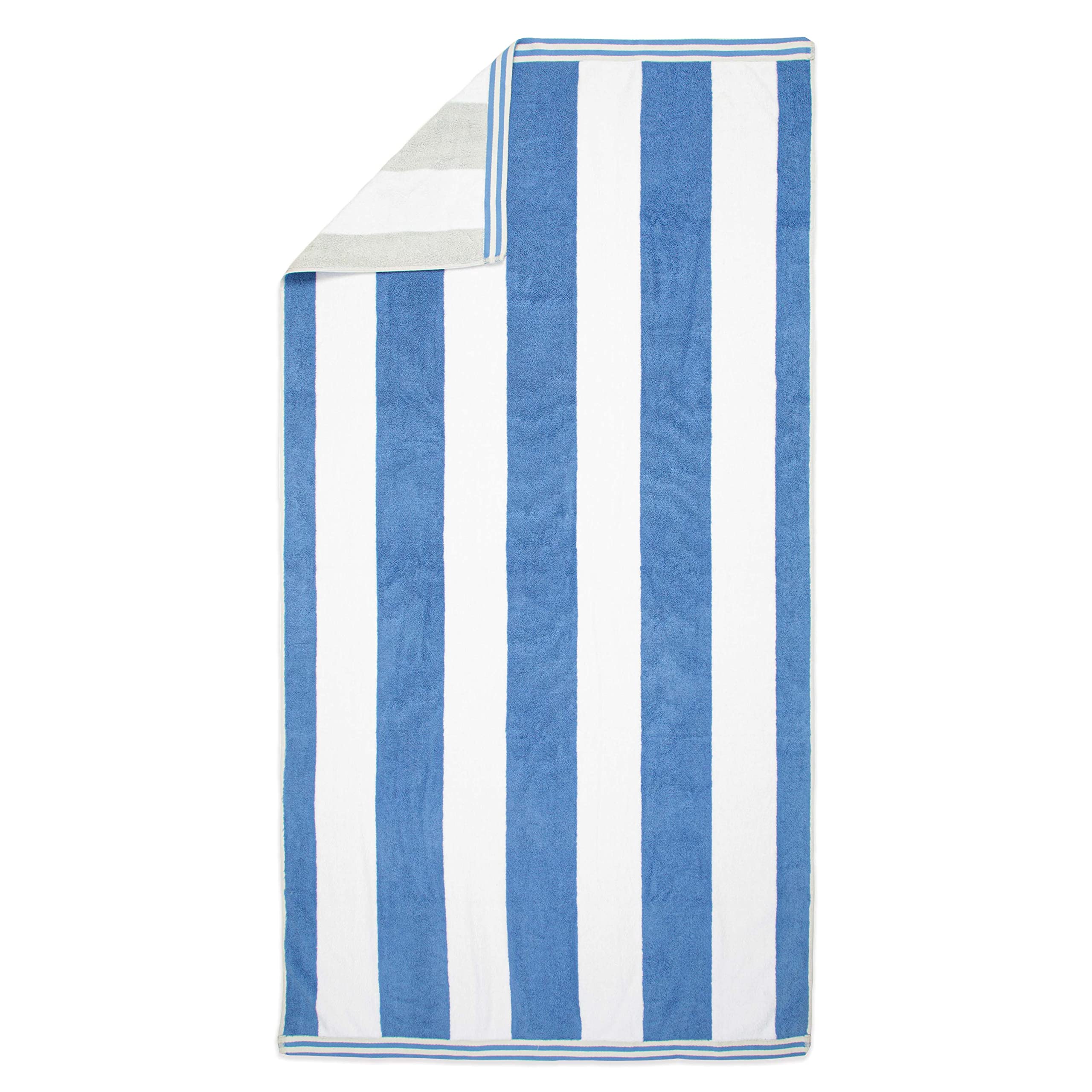 Aston & Arden Reversible Beach Towel (Case of 8) - 100% Ring Spun Cotton, Large Soft Absorbent Luxury Plush Pool Towels, 600 GSM, 35 x 70 Inches, Grey/Blue - Perfect for Beach, Pool, Bathroom, Spa, Hotel & Travel