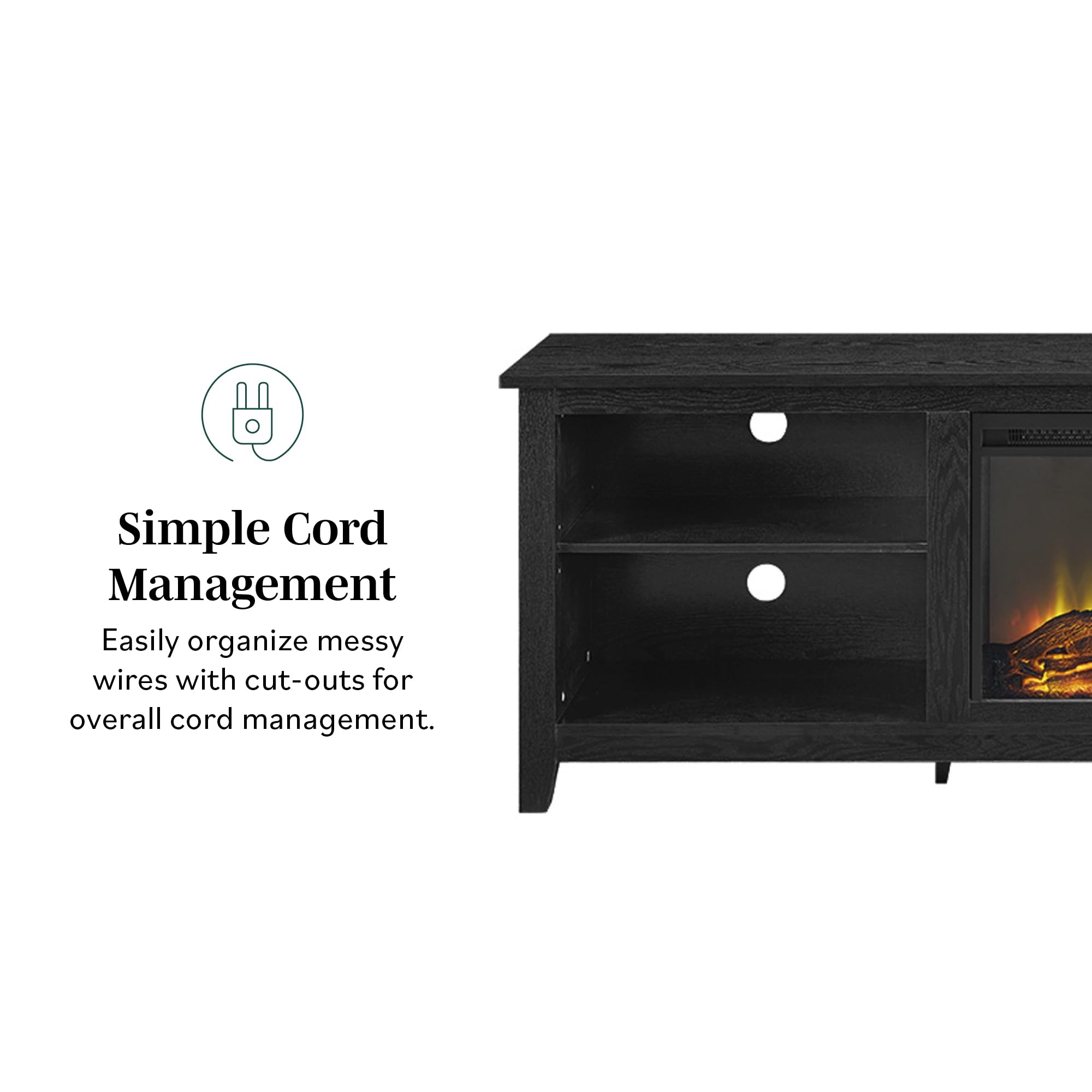 Walker Edison Wren Classic 4-Cubby Fireplace TV Stand for 70-80 Inch TVs - Espresso Finish - Perfect for Living Room, Bedroom & Home Theater Entertainment Centers