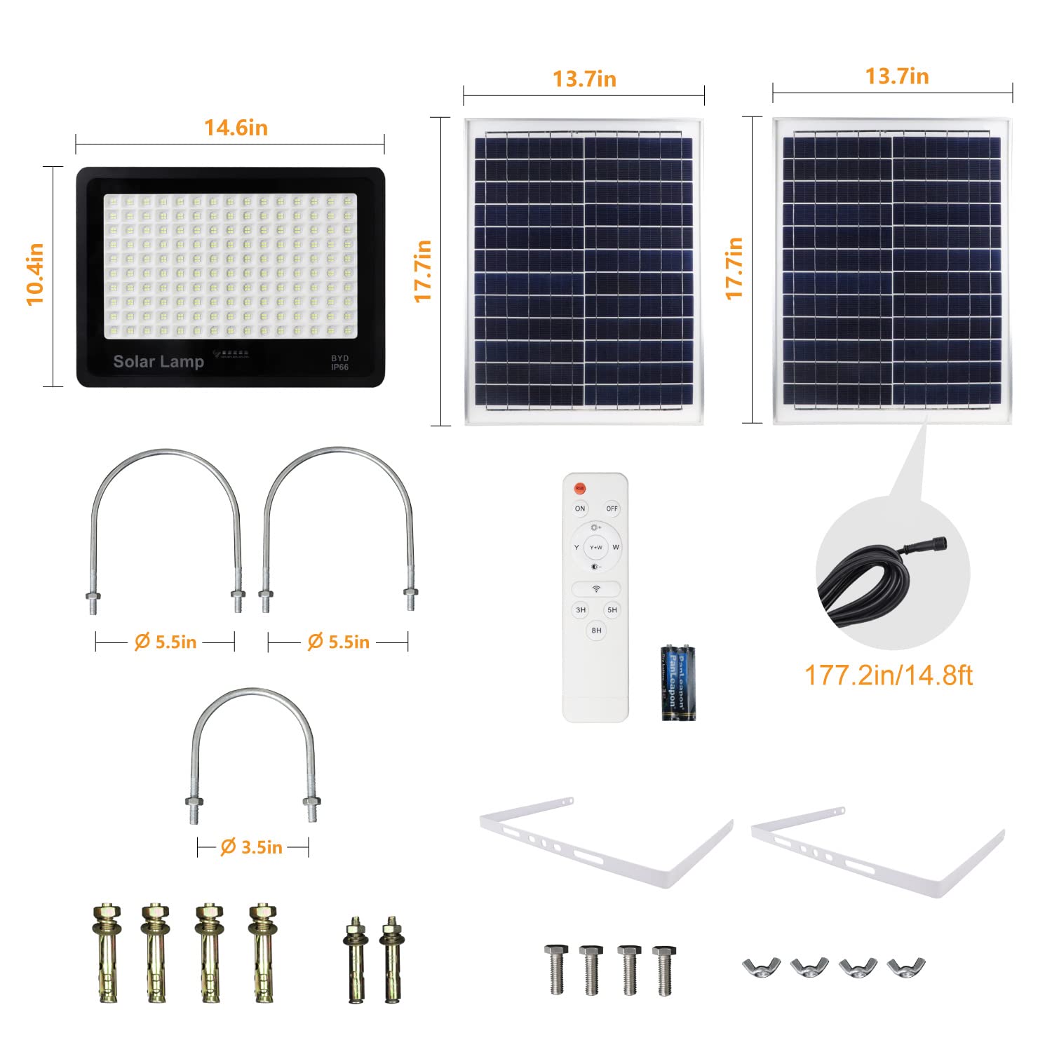400W Solar Security Flood Lights - IP66 Waterproof LED Street Light with Remote Control for Outdoor Parking Lot, Yard, Garden, Pool, Pathway, Basketball Court & Arena | Perfect for Home Security & Nighttime Illumination