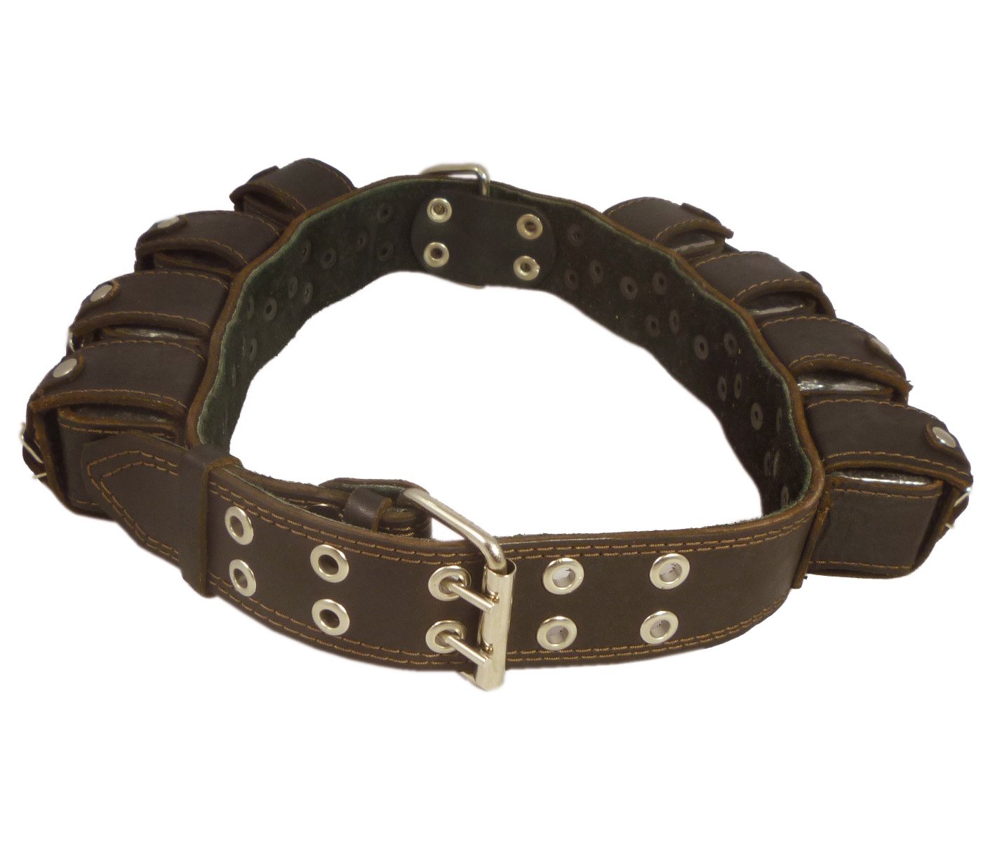 8lbs Genuine Leather Weighted Dog Collar for Large Dogs - 2