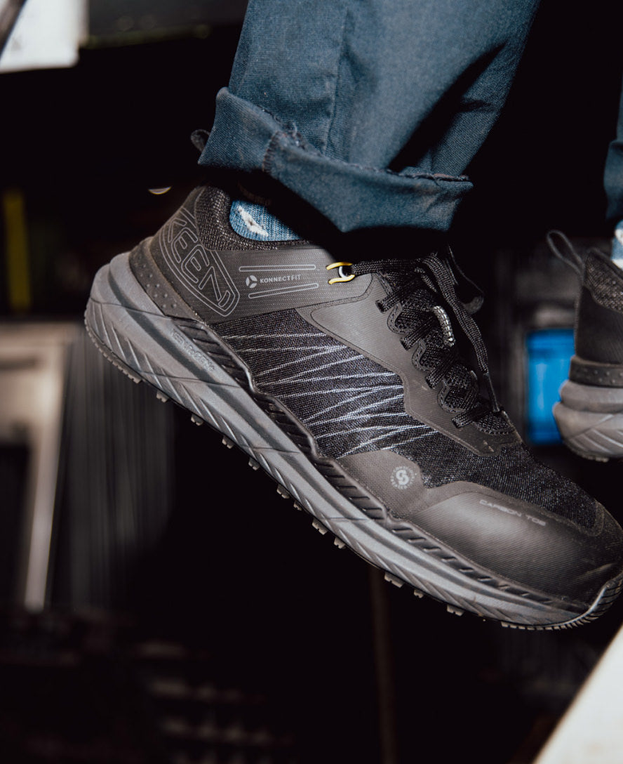 Men's Speedworks Carbon Toe Work Sneakers - Black & Steel Grey Safety Shoes for Construction, Warehouse & Industrial Work