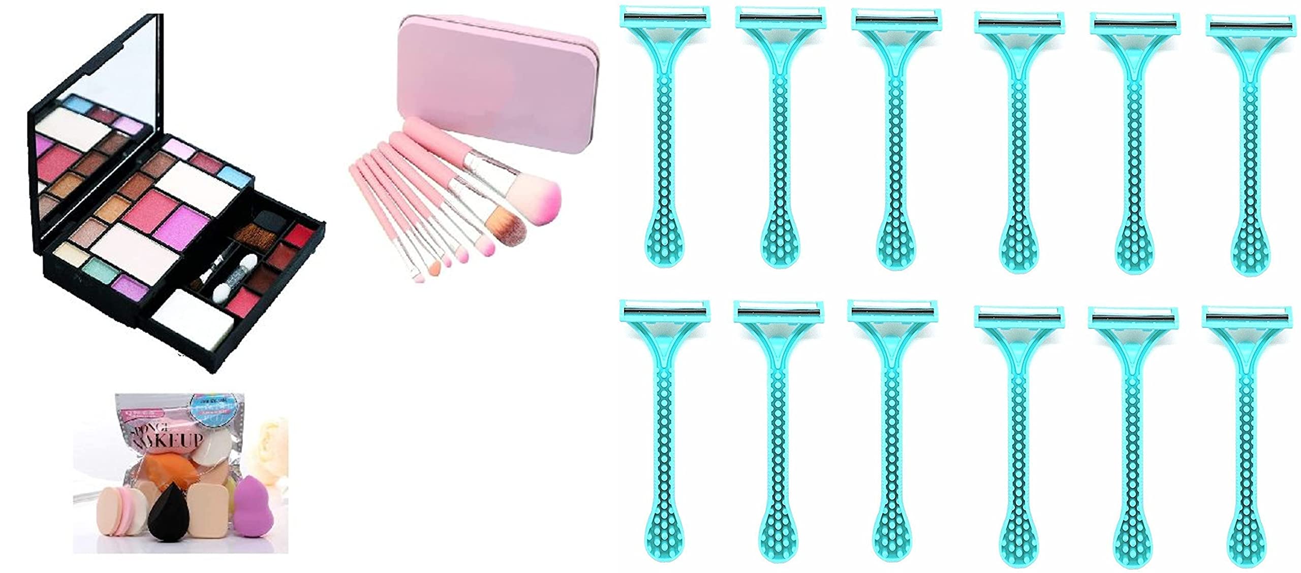 KHUSHI Fashion Makeup Kit for Girls - 7 Piece Premium Makeup Brushes Set, 6 Piece Blending Sponges & Women's Razor (Multicolor 6171) | Perfect for Teens, Beginners & Professional Makeup Artists