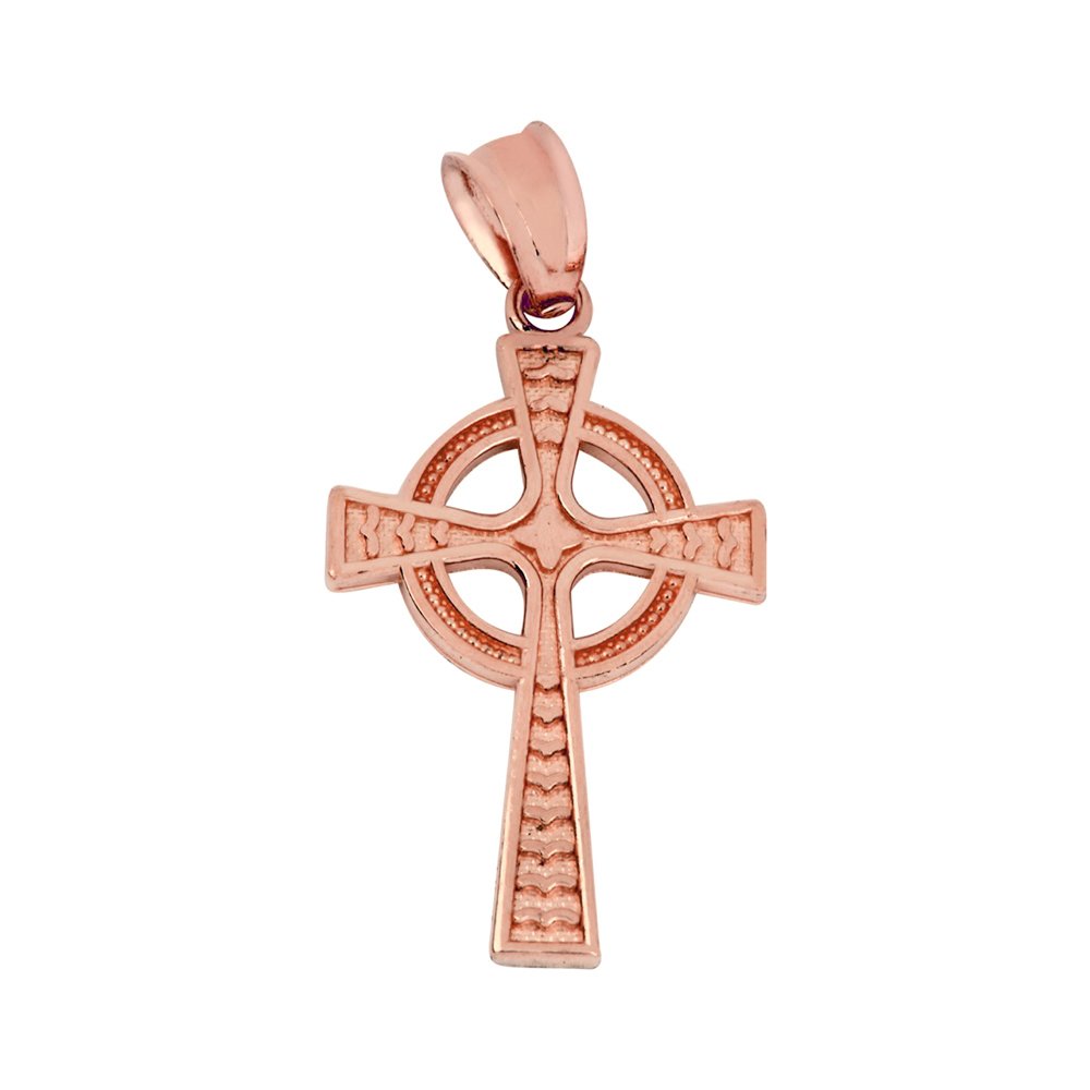 14K Rose Gold Celtic Cross Pendant Necklace for Women - High Polish Elegant Jewelry Gift for Christmas, Baptism & Special Occasions